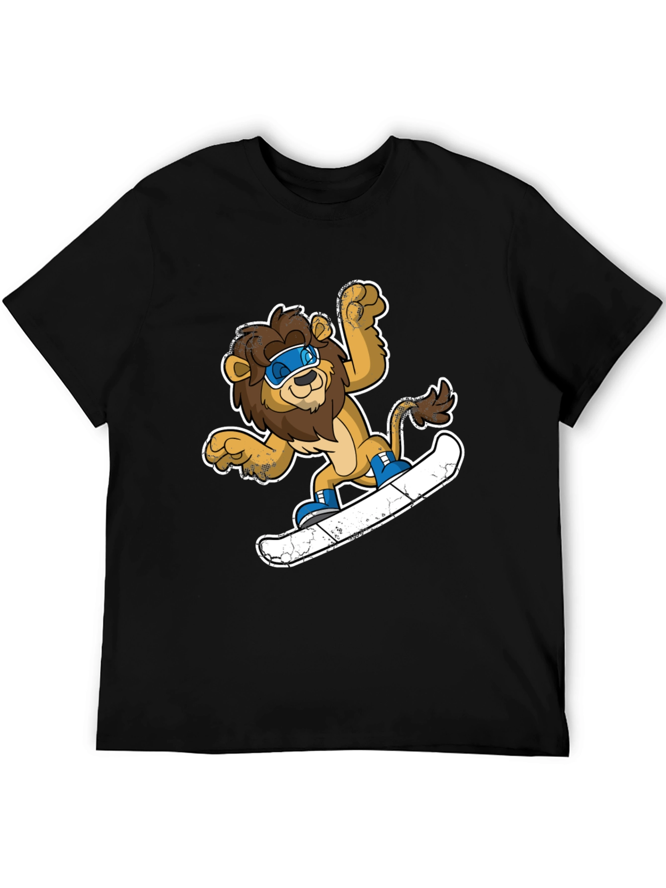 Lion Snowboarding T-Shirt - Fun Cartoon Design