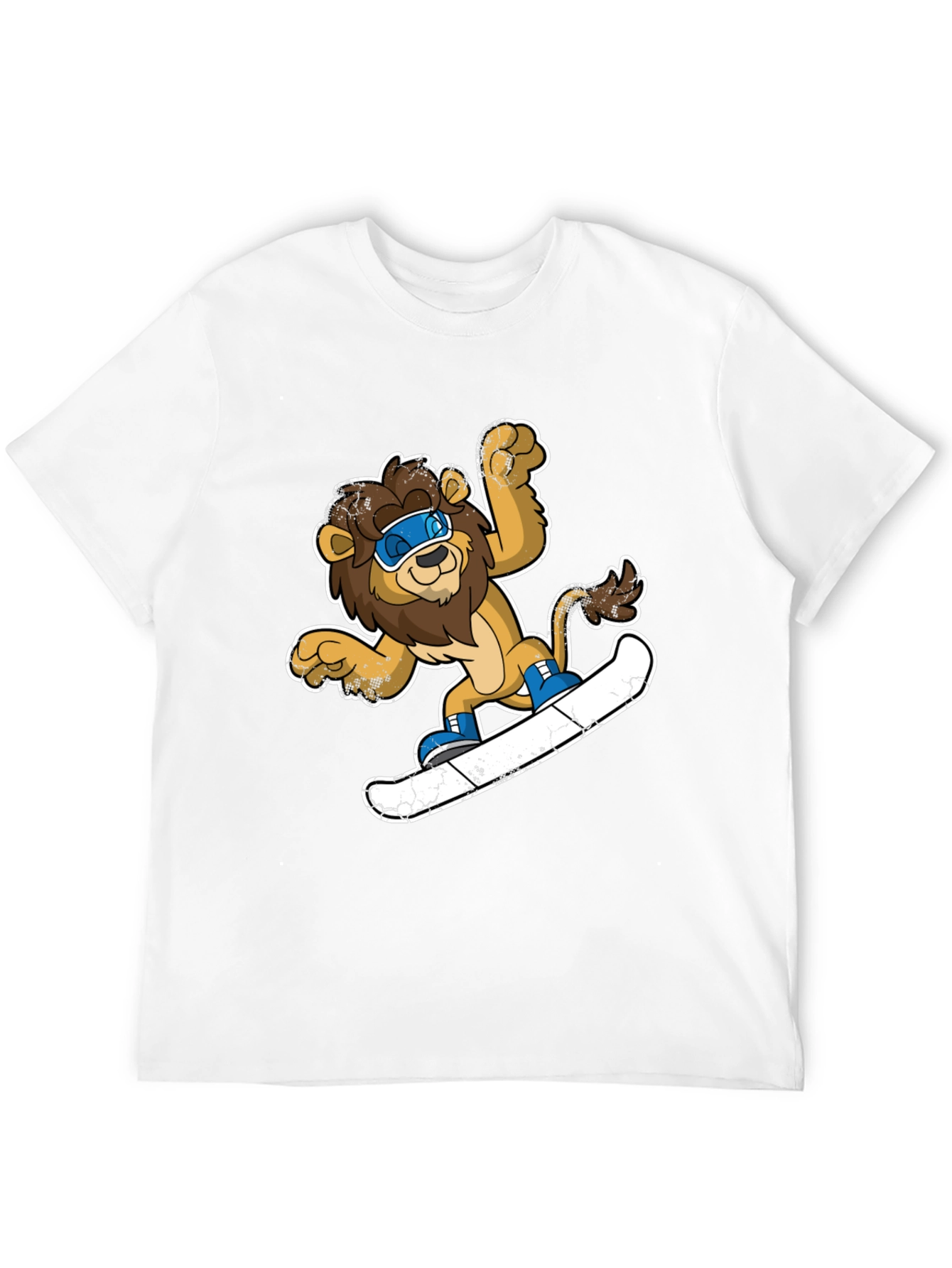 Lion Snowboarding T-Shirt - Fun Cartoon Design