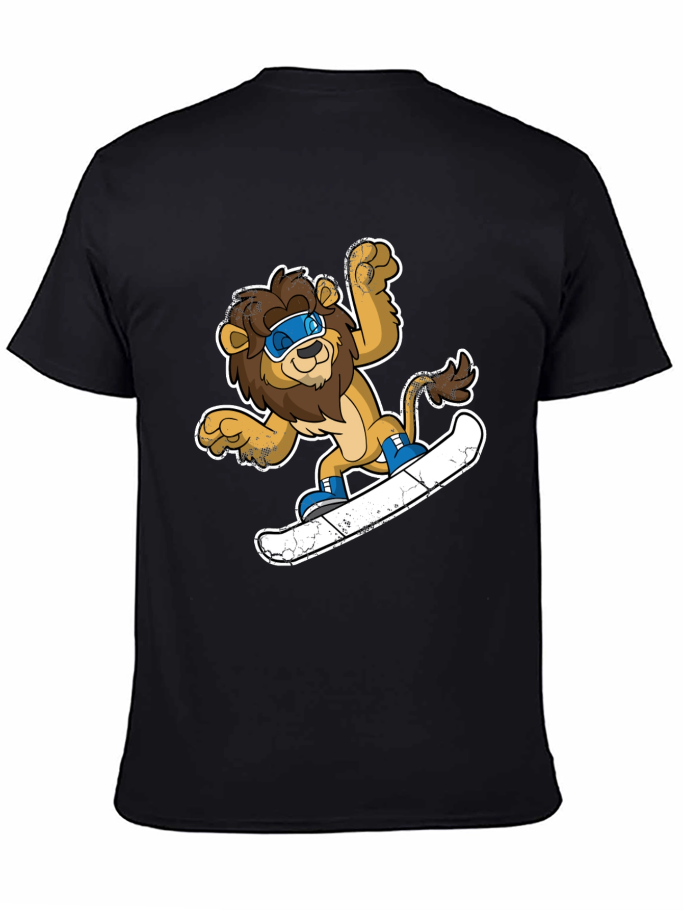 Lion Snowboarding T-Shirt - Fun Cartoon Design