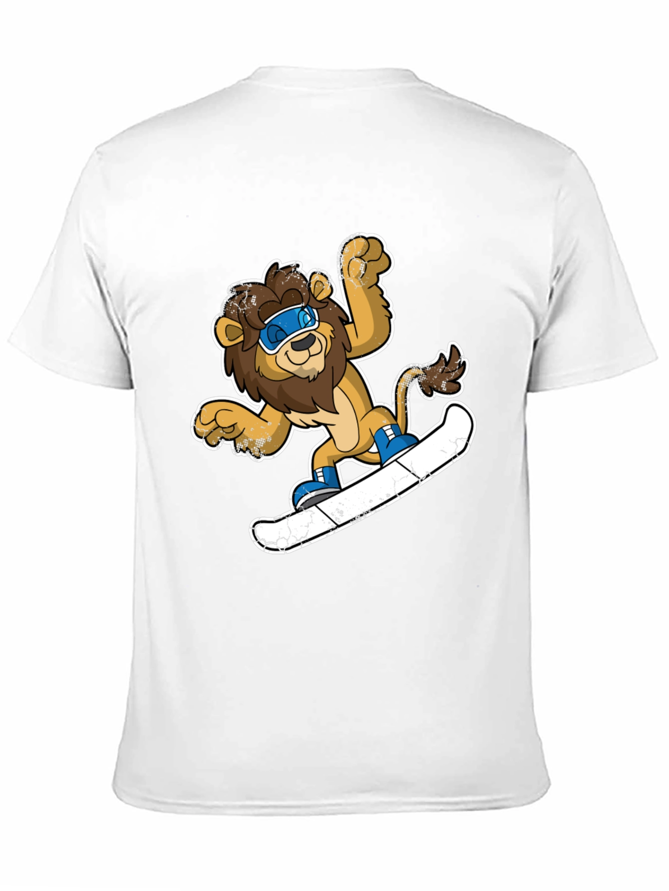 Lion Snowboarding T-Shirt - Fun Cartoon Design