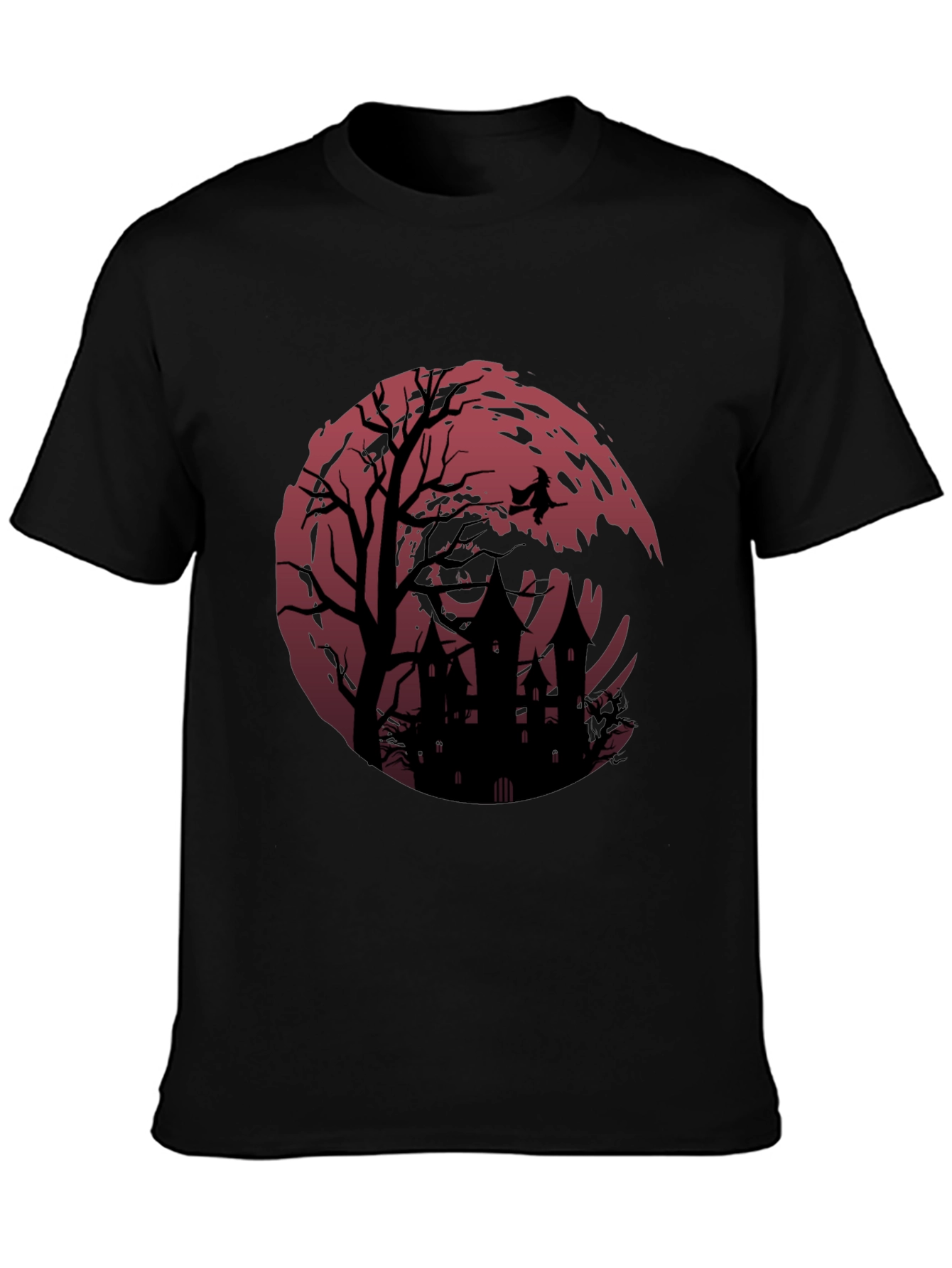 Halloween Witch & Haunted House Graphic Tee