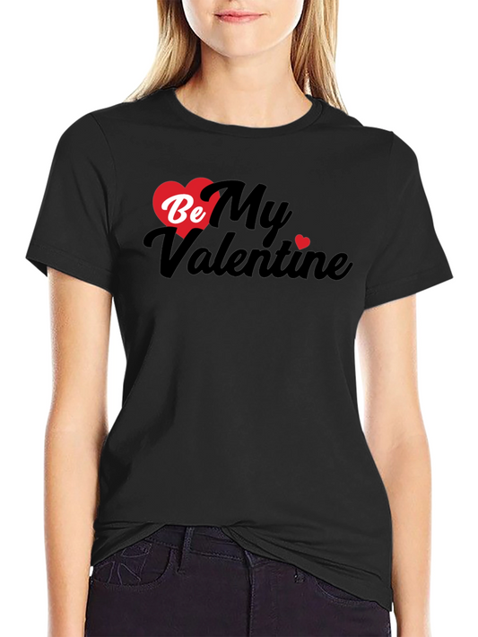 Valentines Day Black T-Shirt - Be My Valentine Heart Design