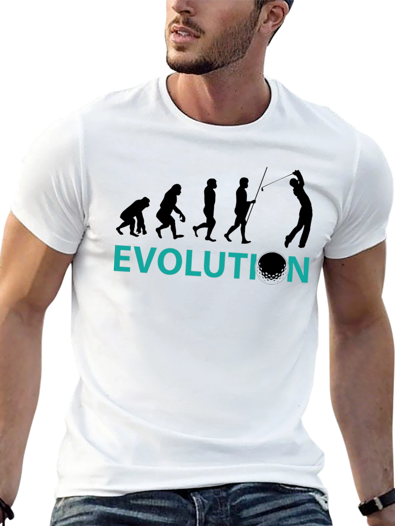 Golf Evolution Graphic Tee - Black Cotton T-Shirt