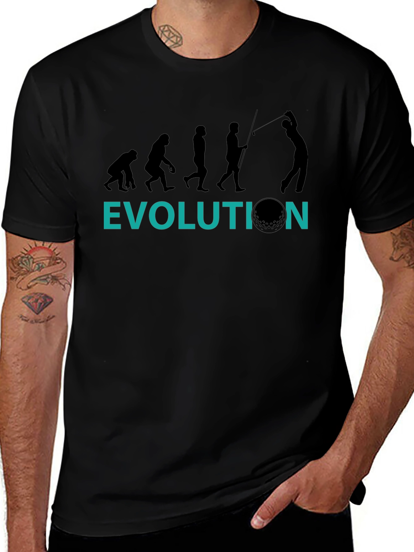 Golf Evolution Graphic Tee - Black Cotton T-Shirt