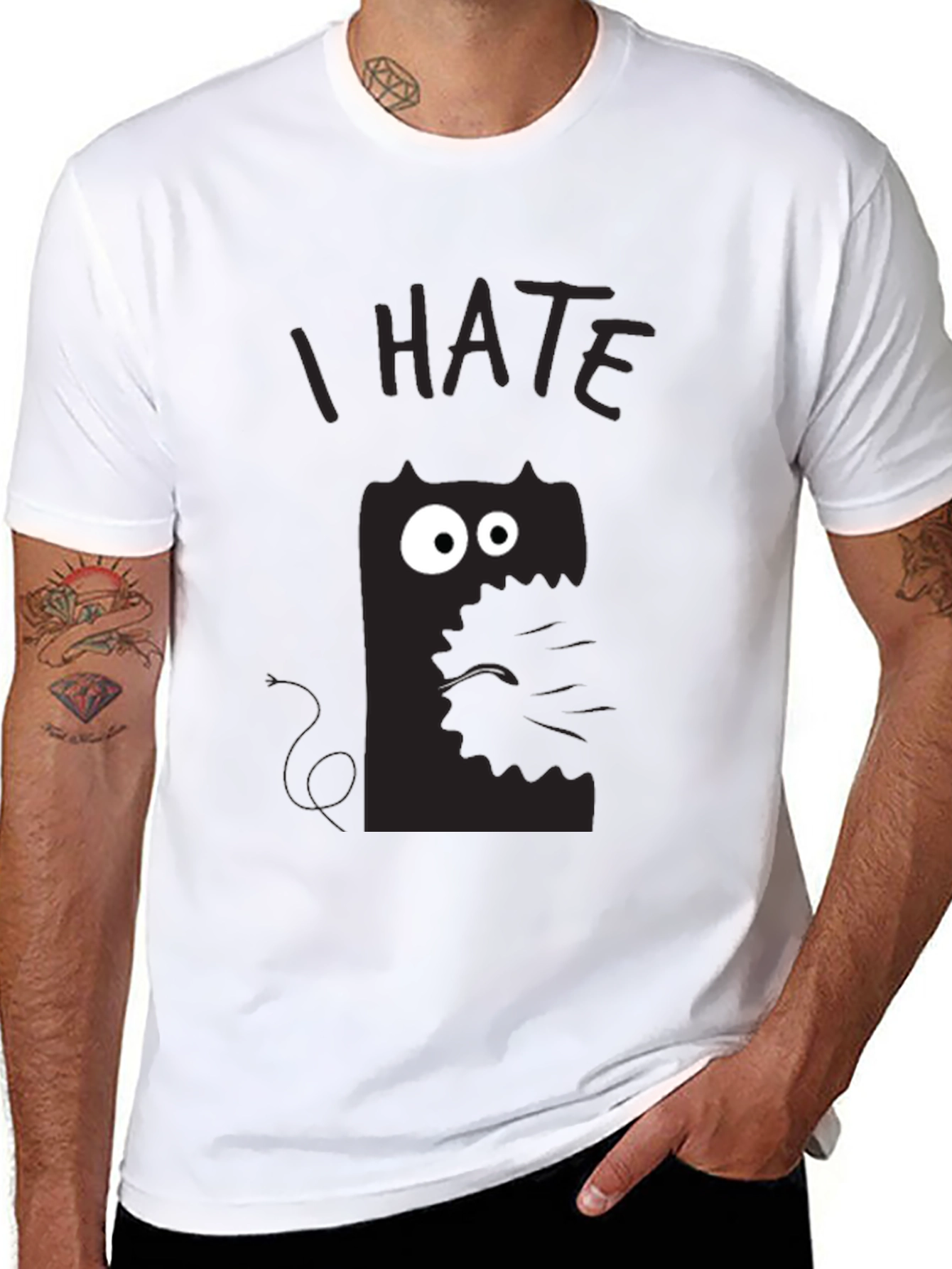 I HATE Cat Graphic T-Shirt - Unisex Black Tee