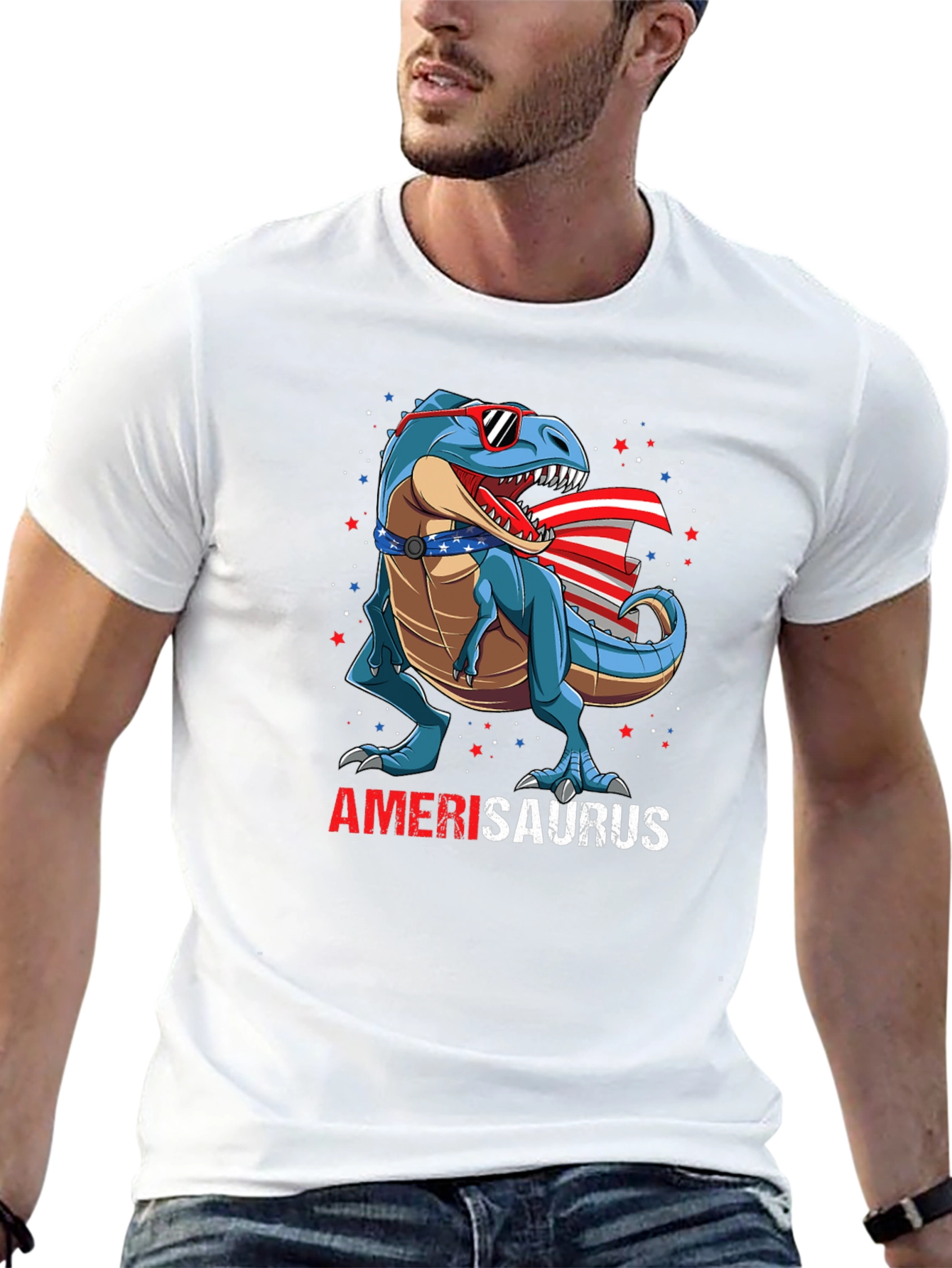 Amerisaurus T-Rex Patriotic 4th of July T-Shirt