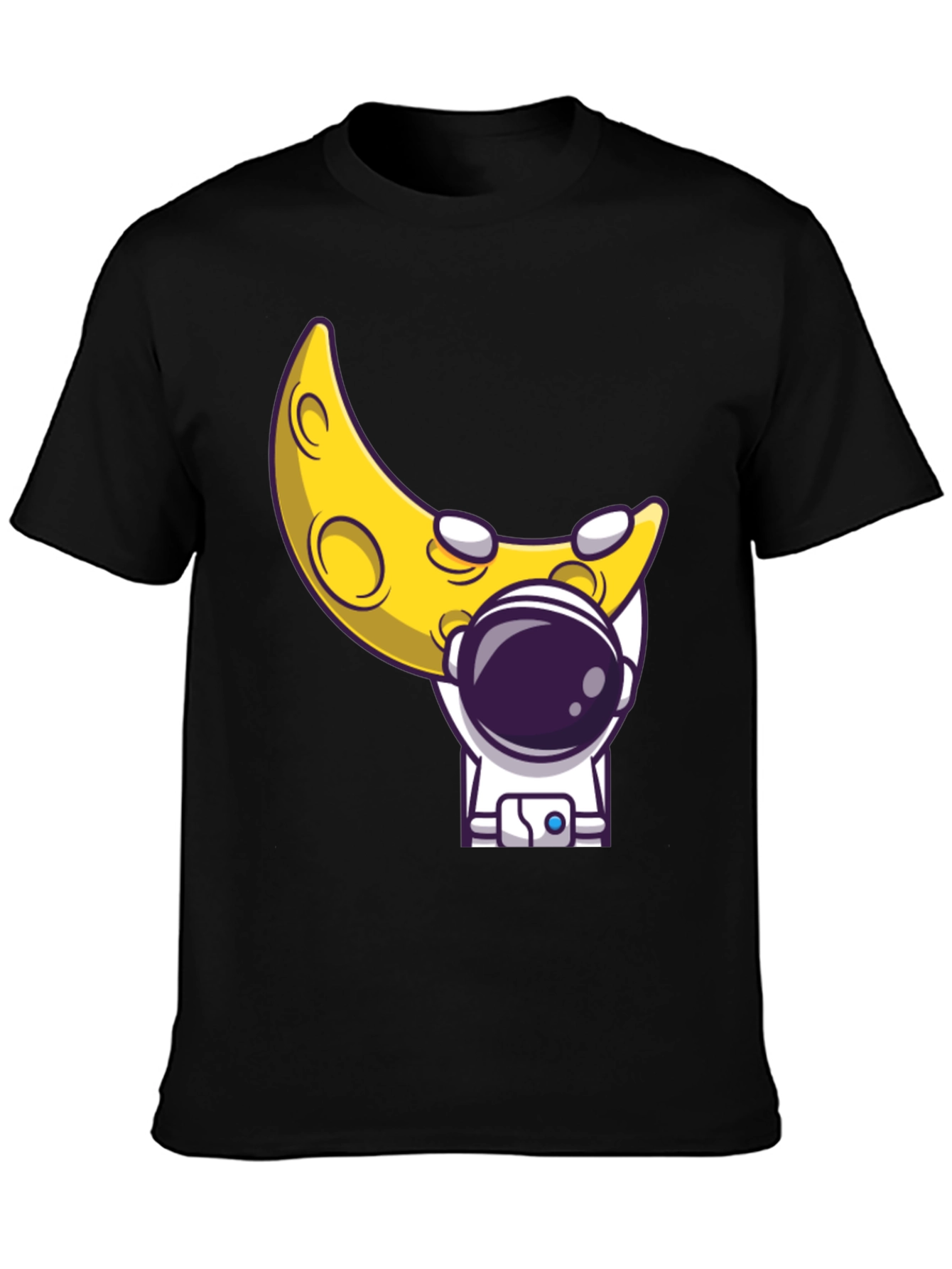 Astronaut Moon T-Shirt -  Black Cotton Tee
