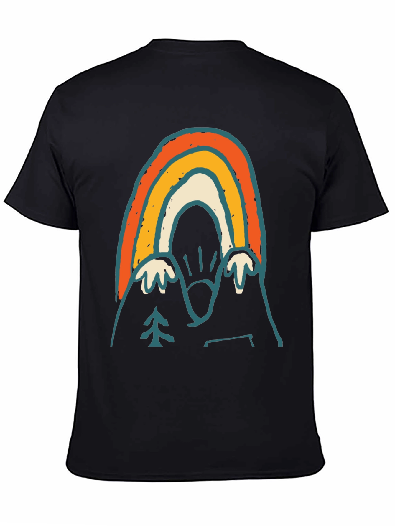 Retro Mountain Rainbow Graphic Tee - Black