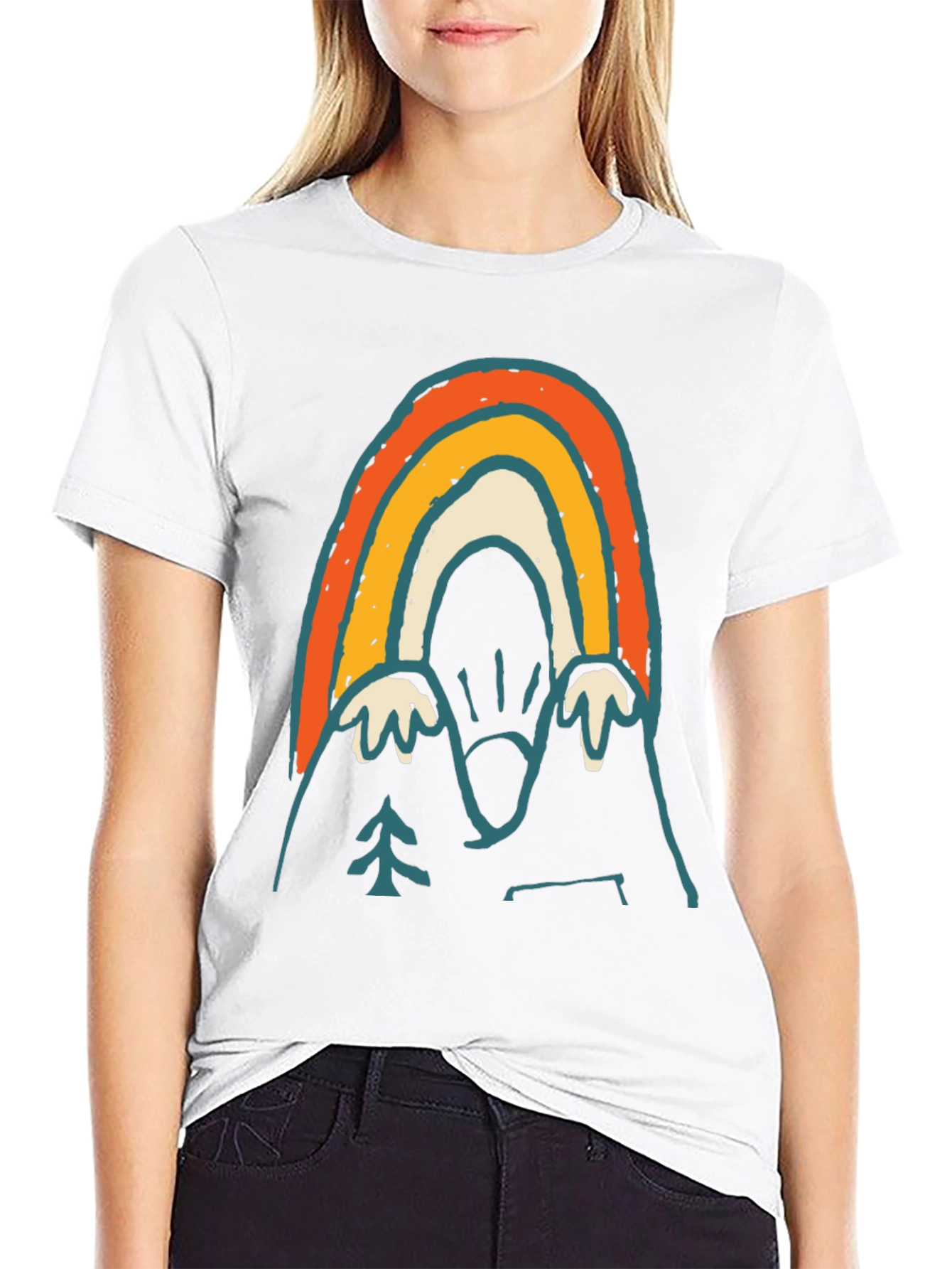 Retro Mountain Rainbow Graphic Tee - Black
