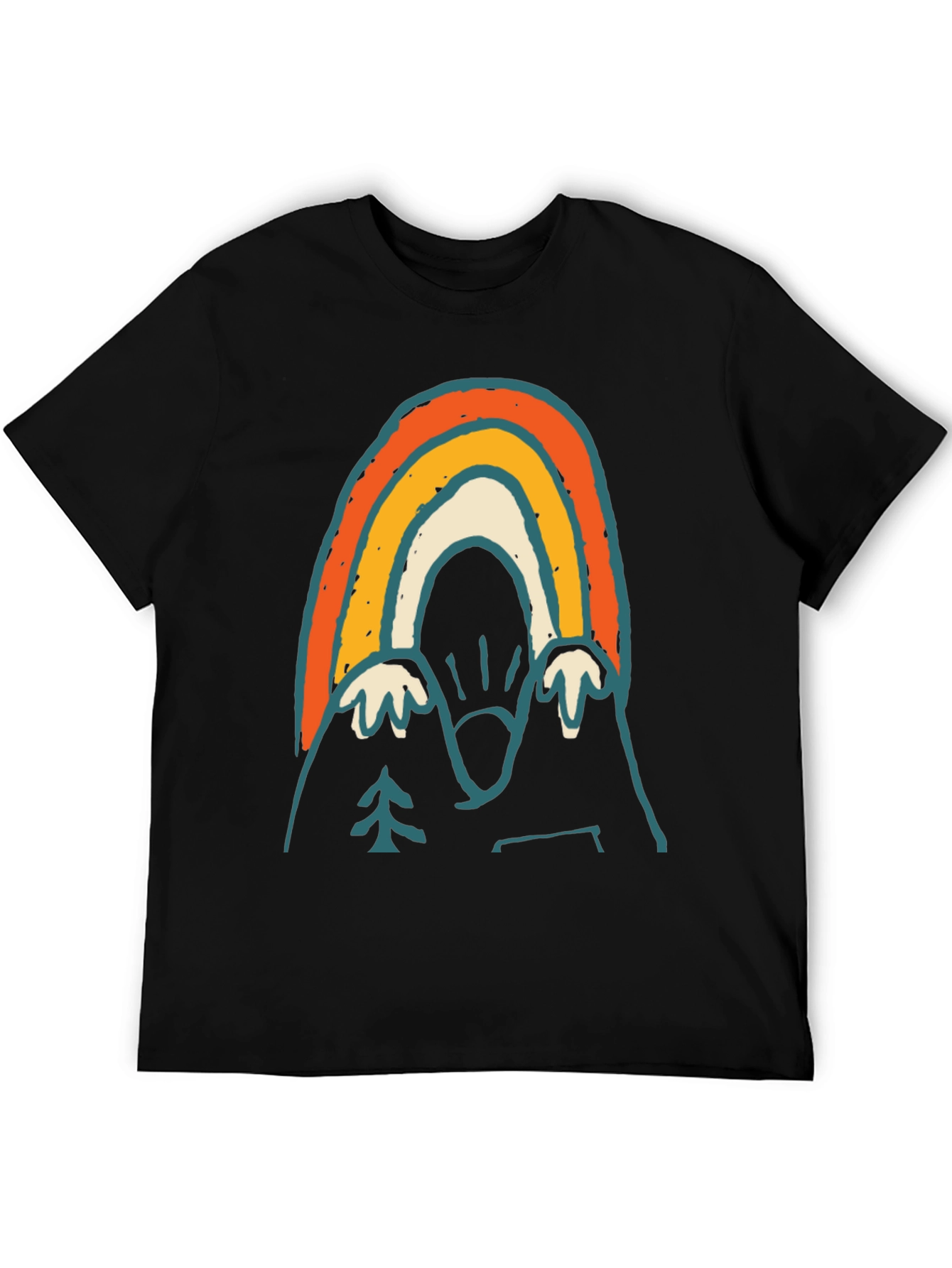 Retro Mountain Rainbow Graphic Tee - Black