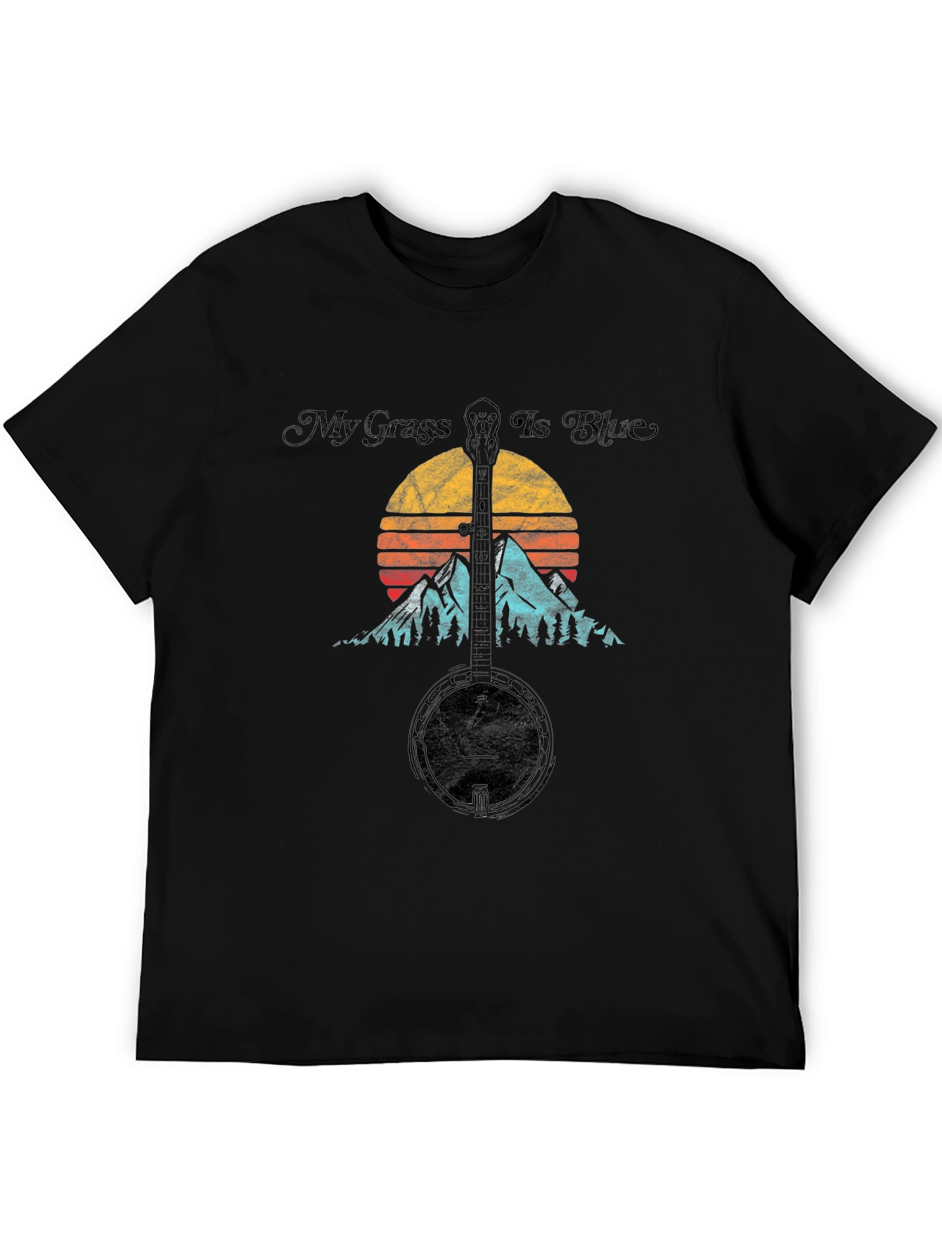 My Grass Is Blue Banjo Sunset Graphic Tee