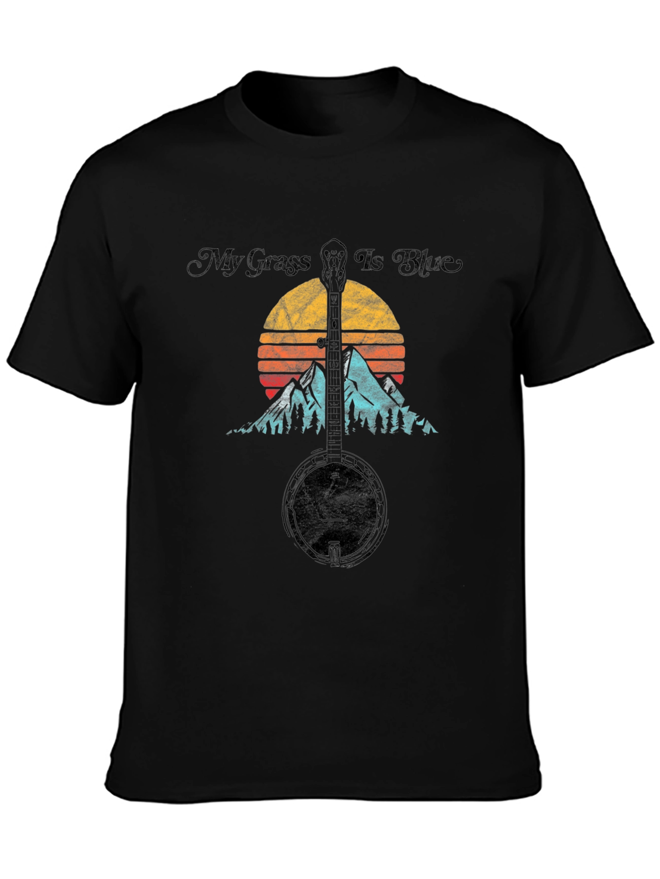 My Grass Is Blue Banjo Sunset Graphic Tee