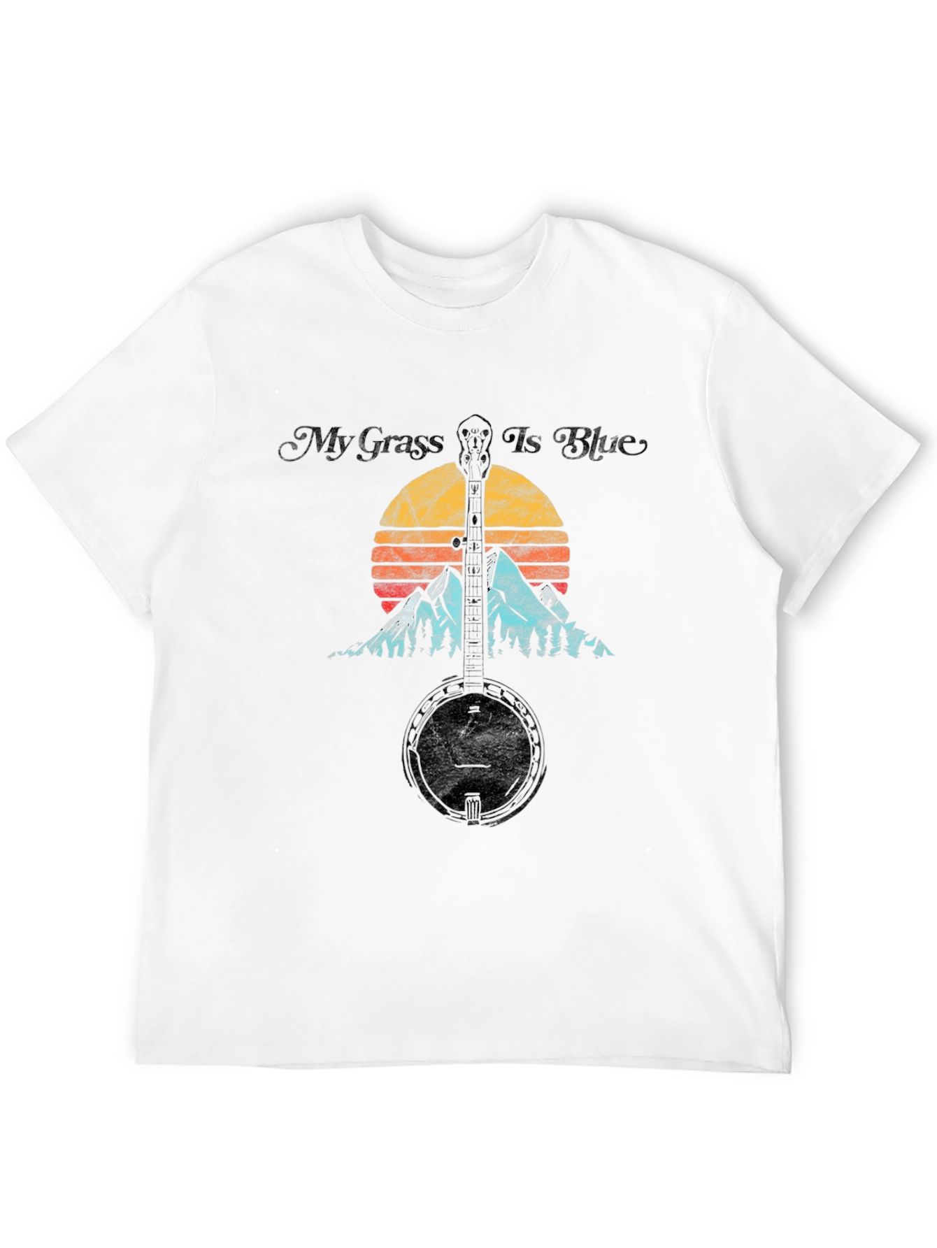 My Grass Is Blue Banjo Sunset Graphic Tee