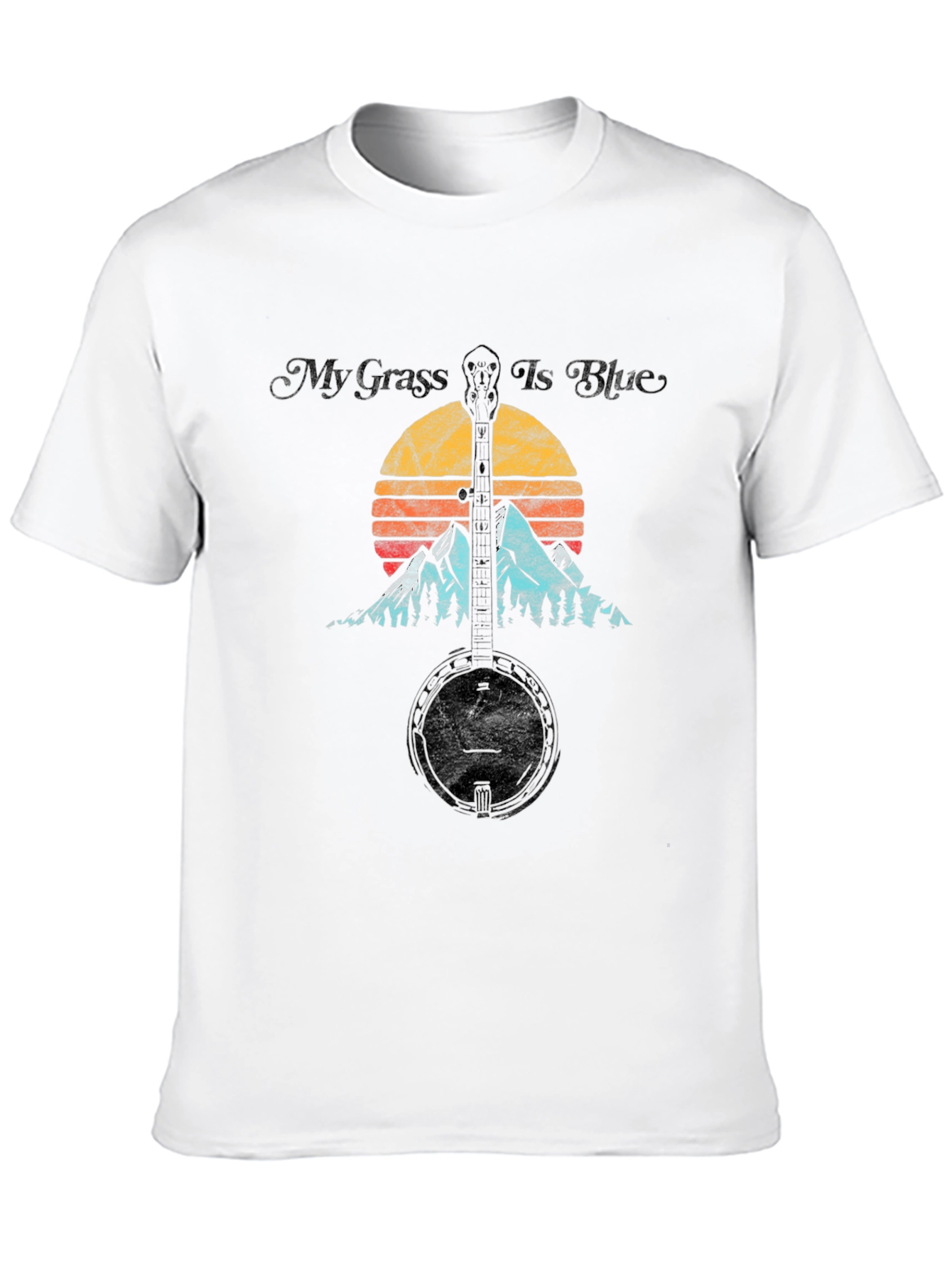 My Grass Is Blue Banjo Sunset Graphic Tee