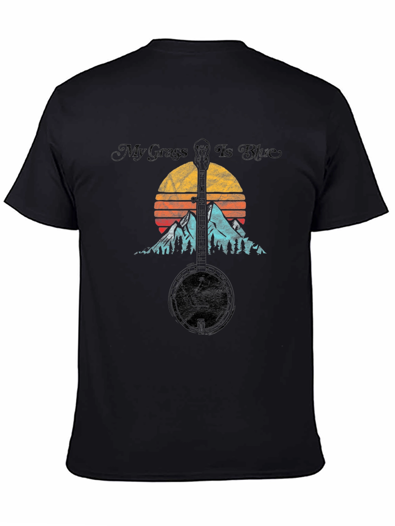My Grass Is Blue Banjo Sunset Graphic Tee