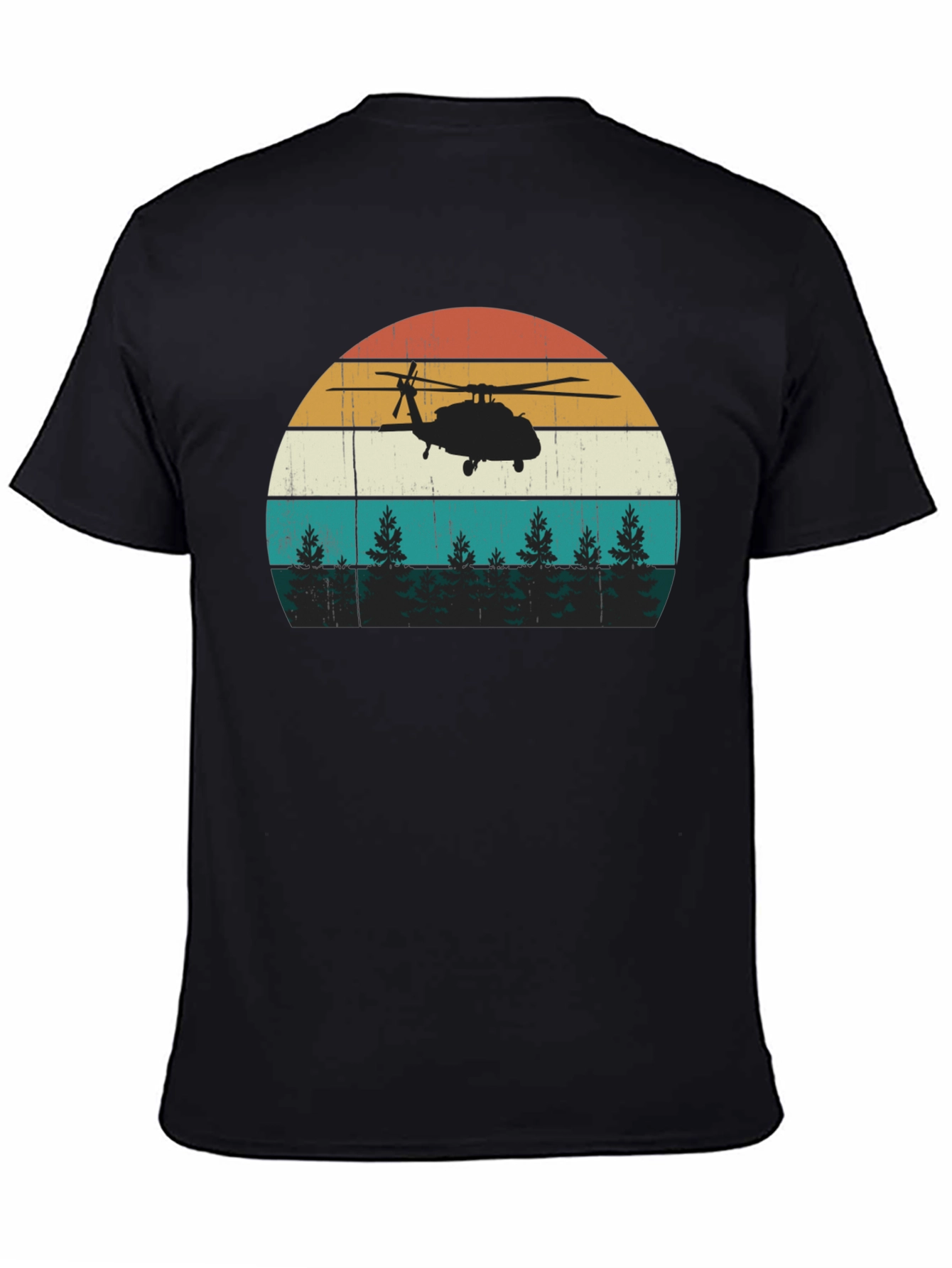 Helicopter Sunset Graphic Tee - Retro Style