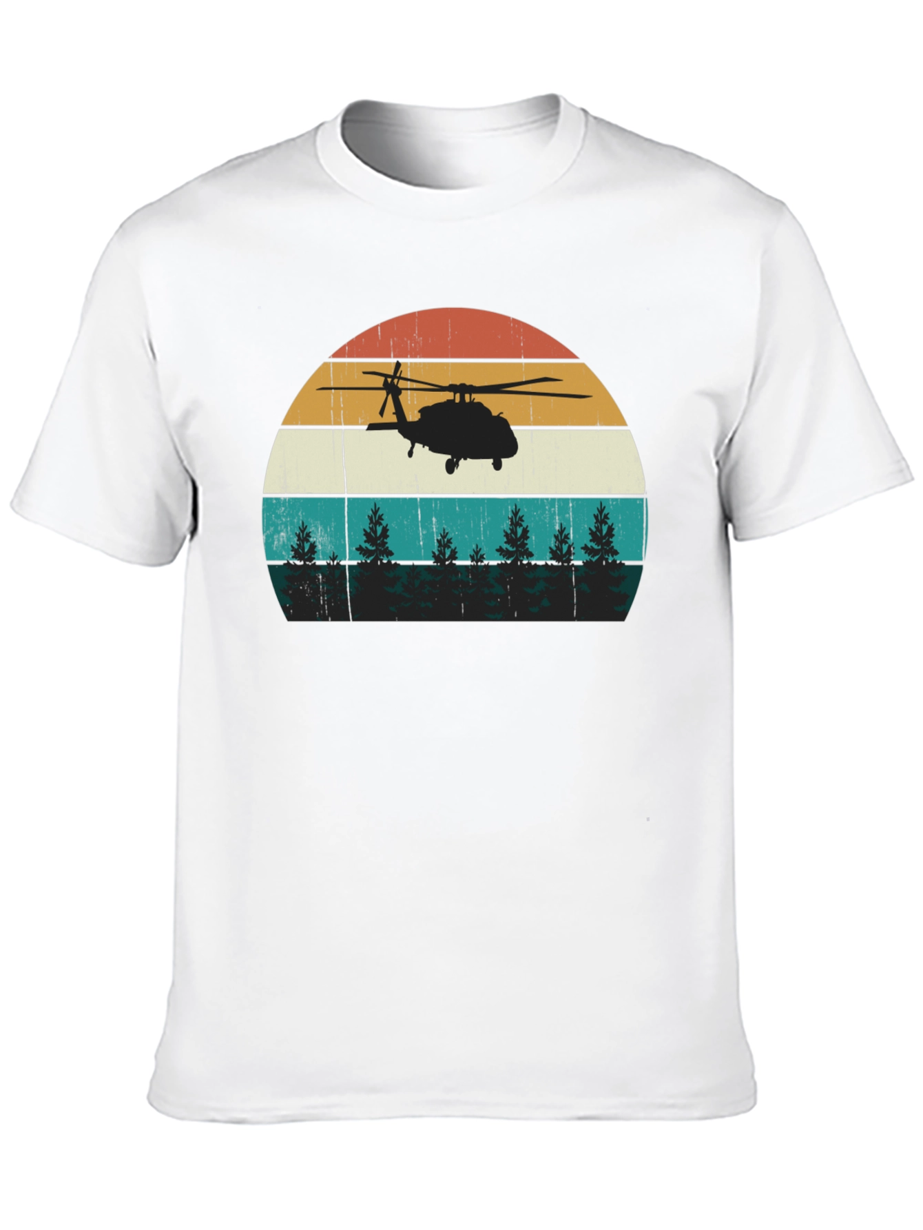 Helicopter Sunset Graphic Tee - Retro Style