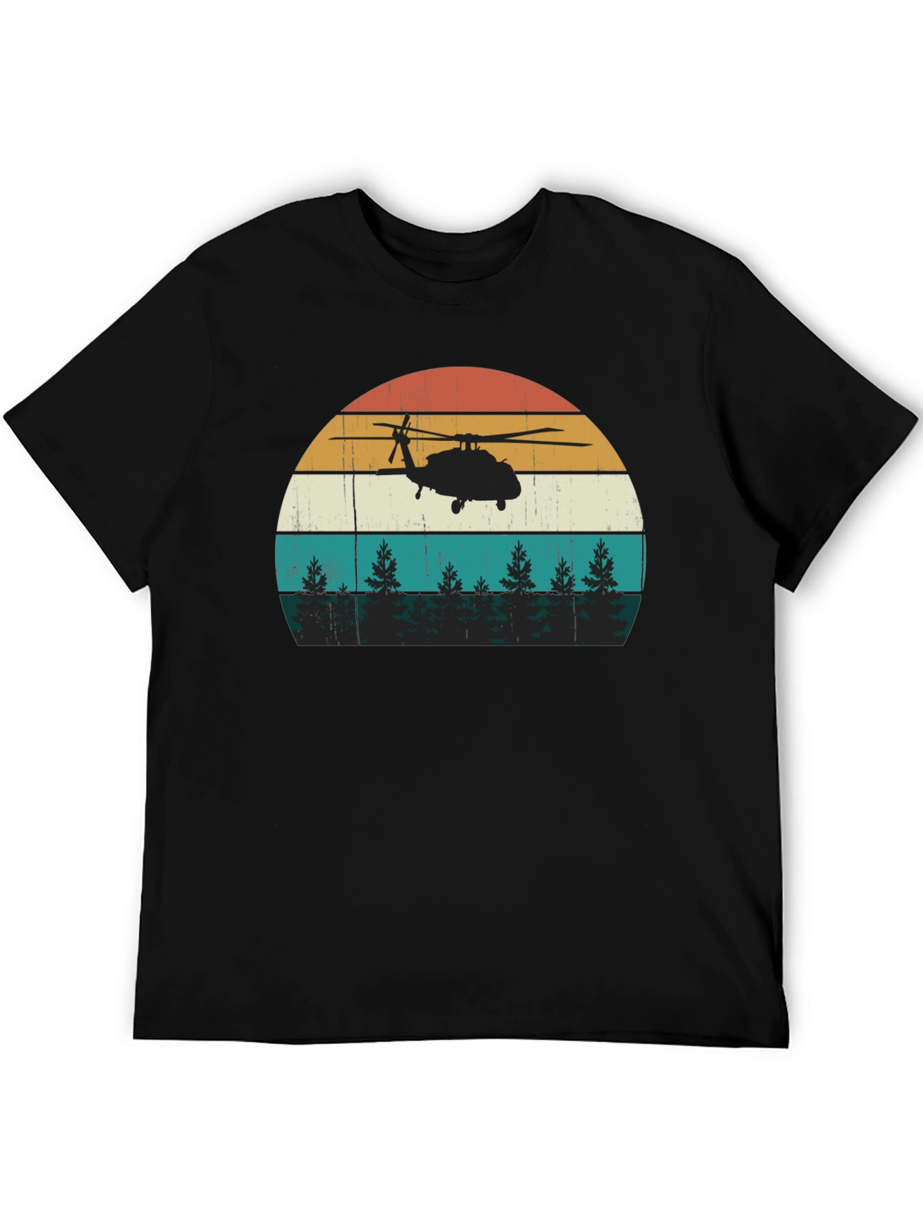 Helicopter Sunset Graphic Tee - Retro Style