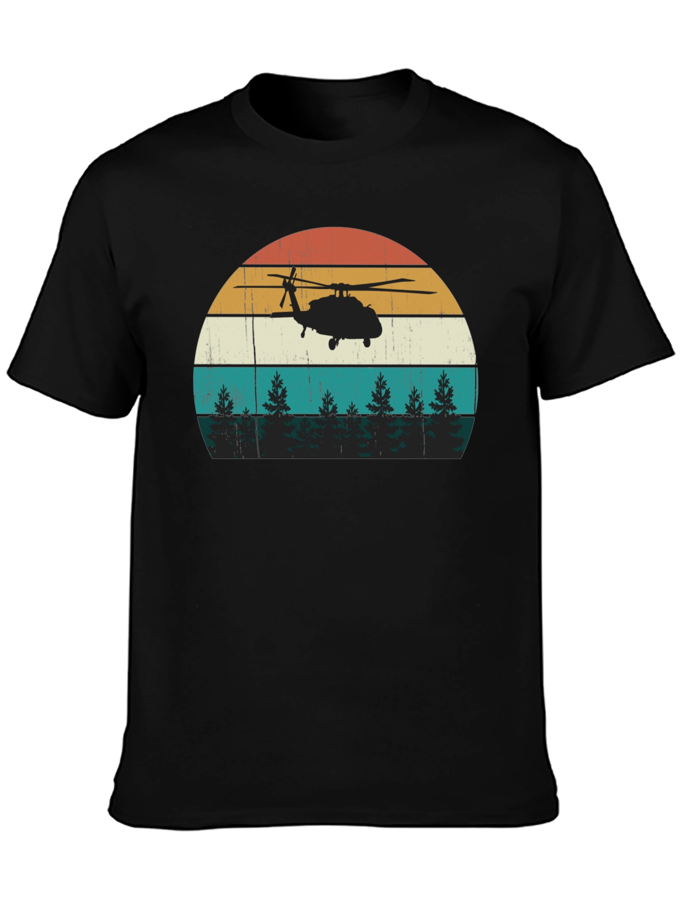 Helicopter Sunset Graphic Tee - Retro Style