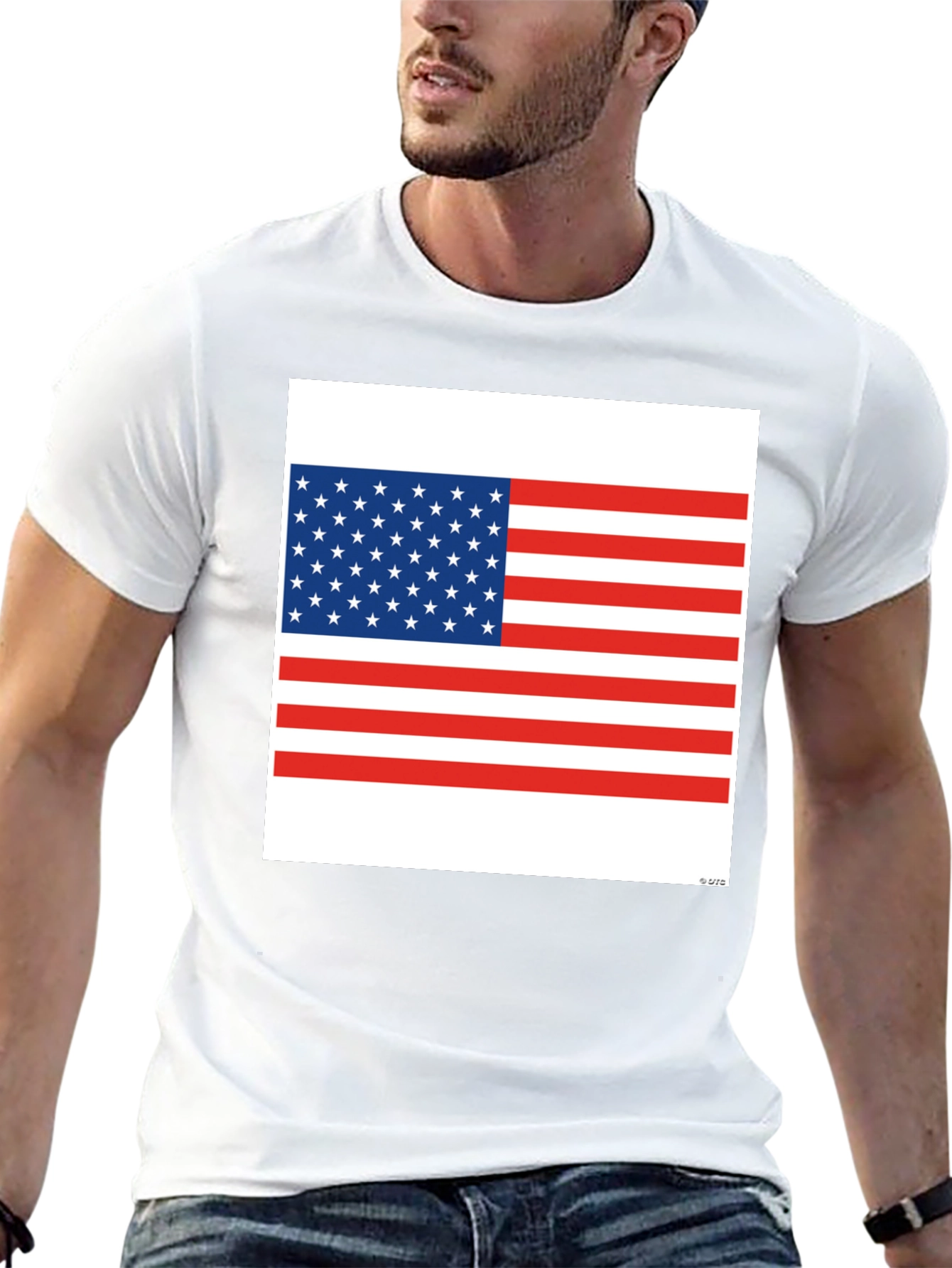 American Flag Graphic Print Black T-Shirt