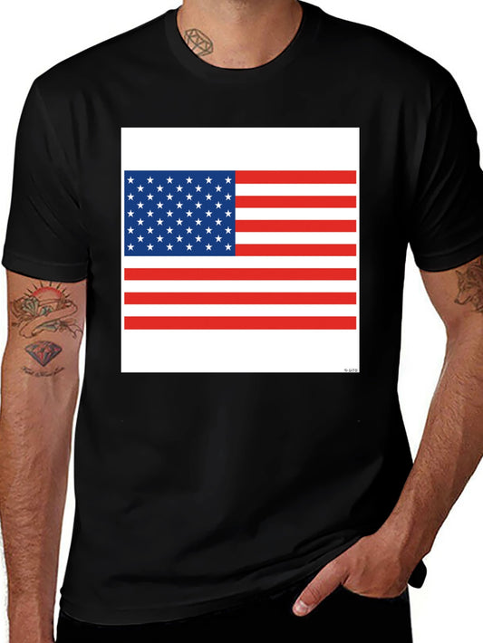 American Flag Graphic Print Black T-Shirt