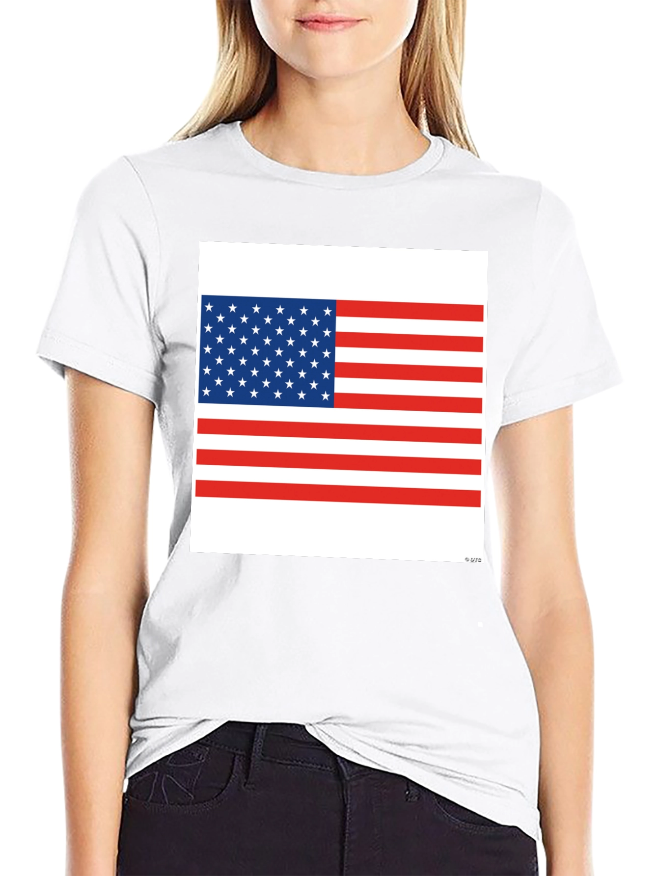 American Flag Graphic Print Black T-Shirt