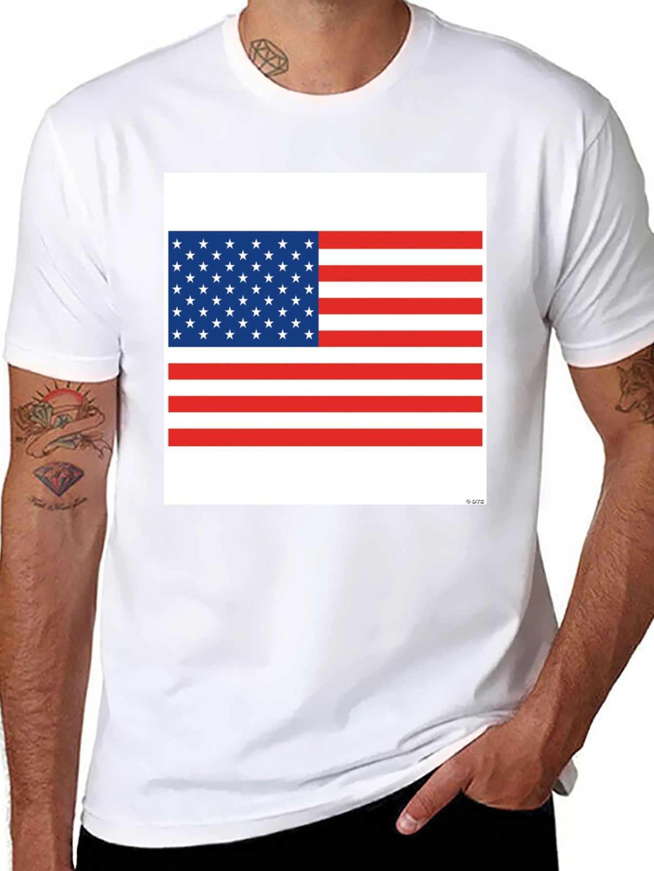 American Flag Graphic Print Black T-Shirt