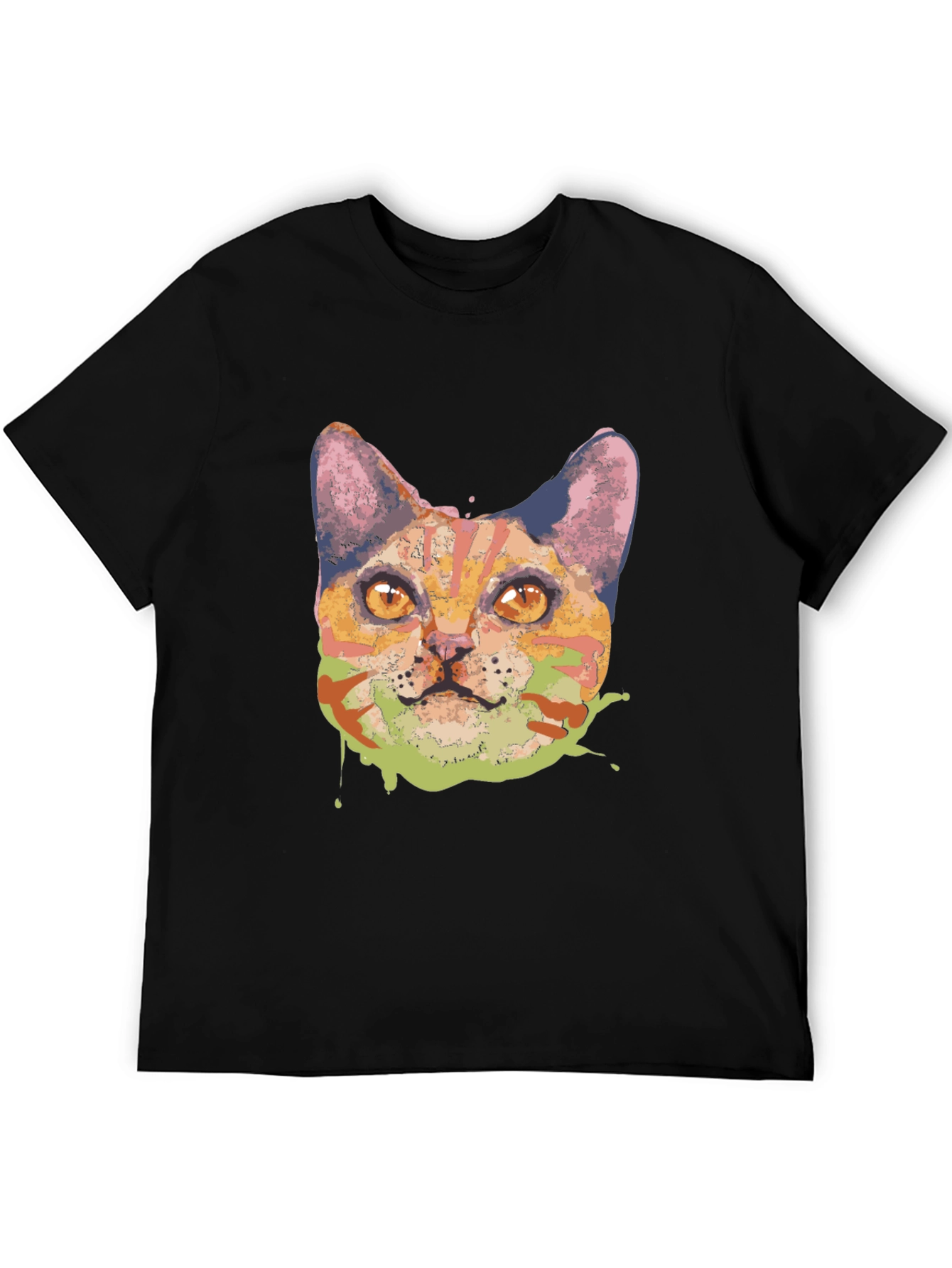 Abstract Cat Graphic Tee - Black