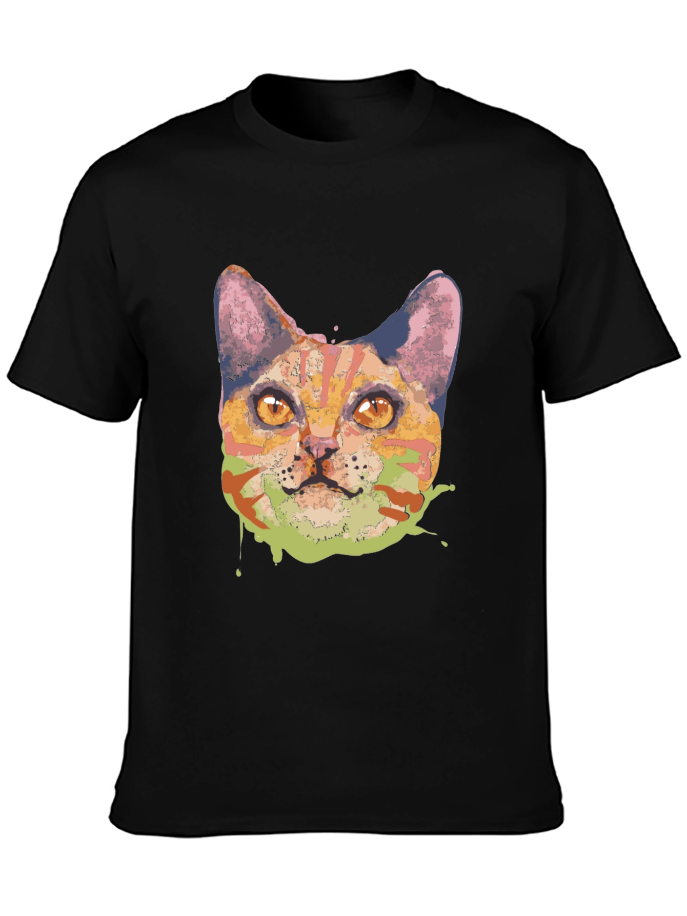 Abstract Cat Graphic Tee - Black