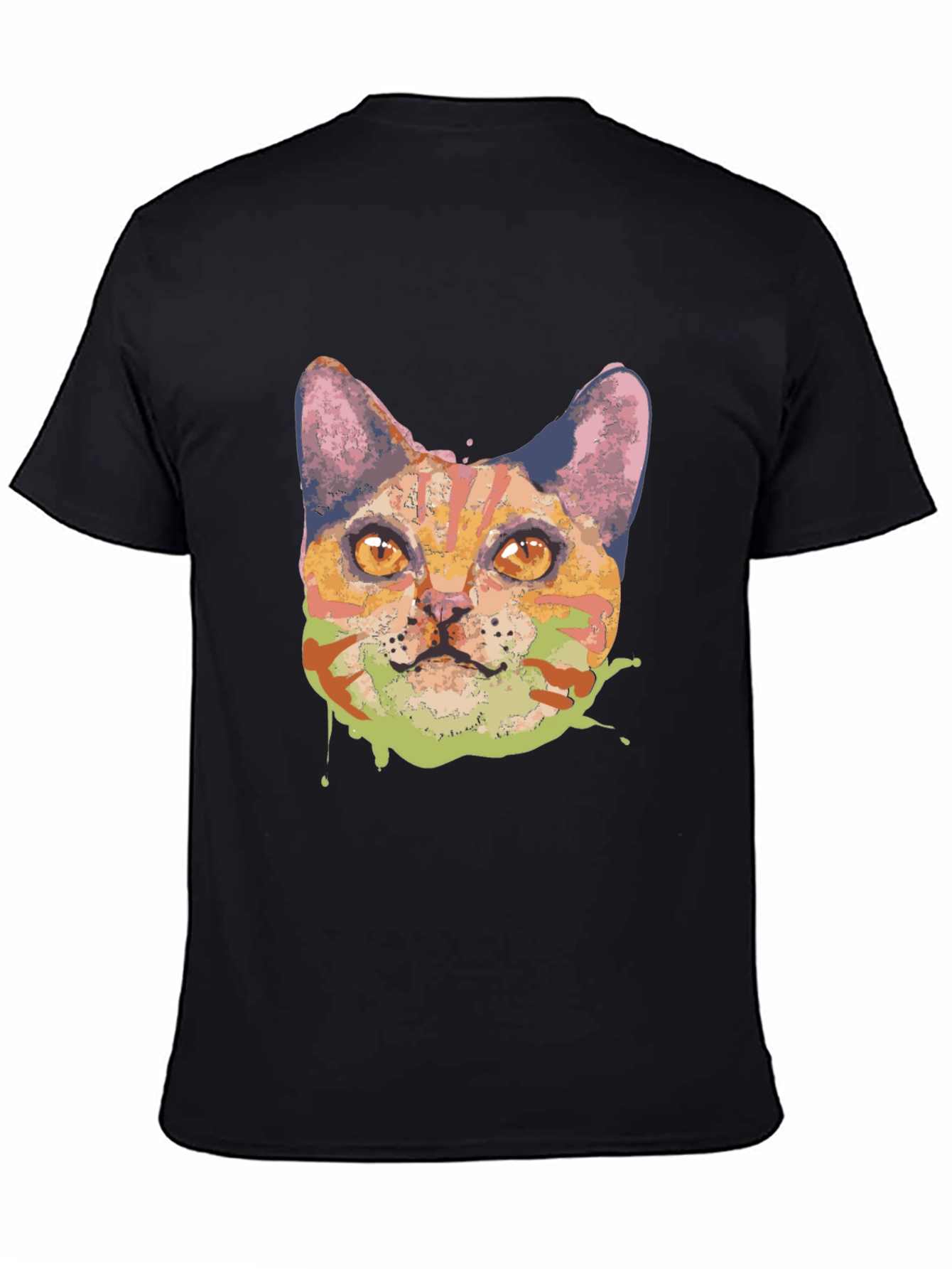 Abstract Cat Graphic Tee - Black