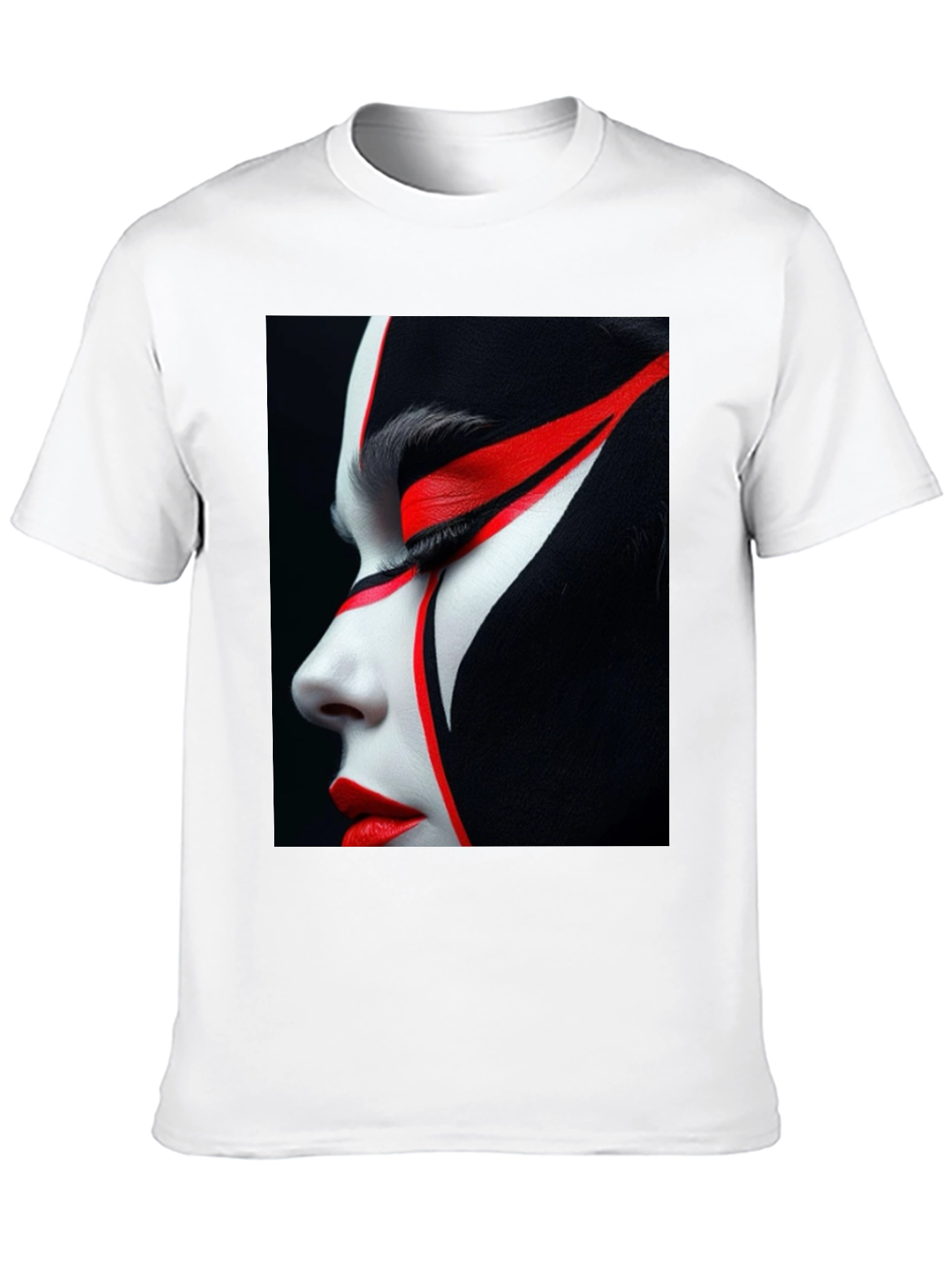 Graphic Print Tee - Red & White Face Art