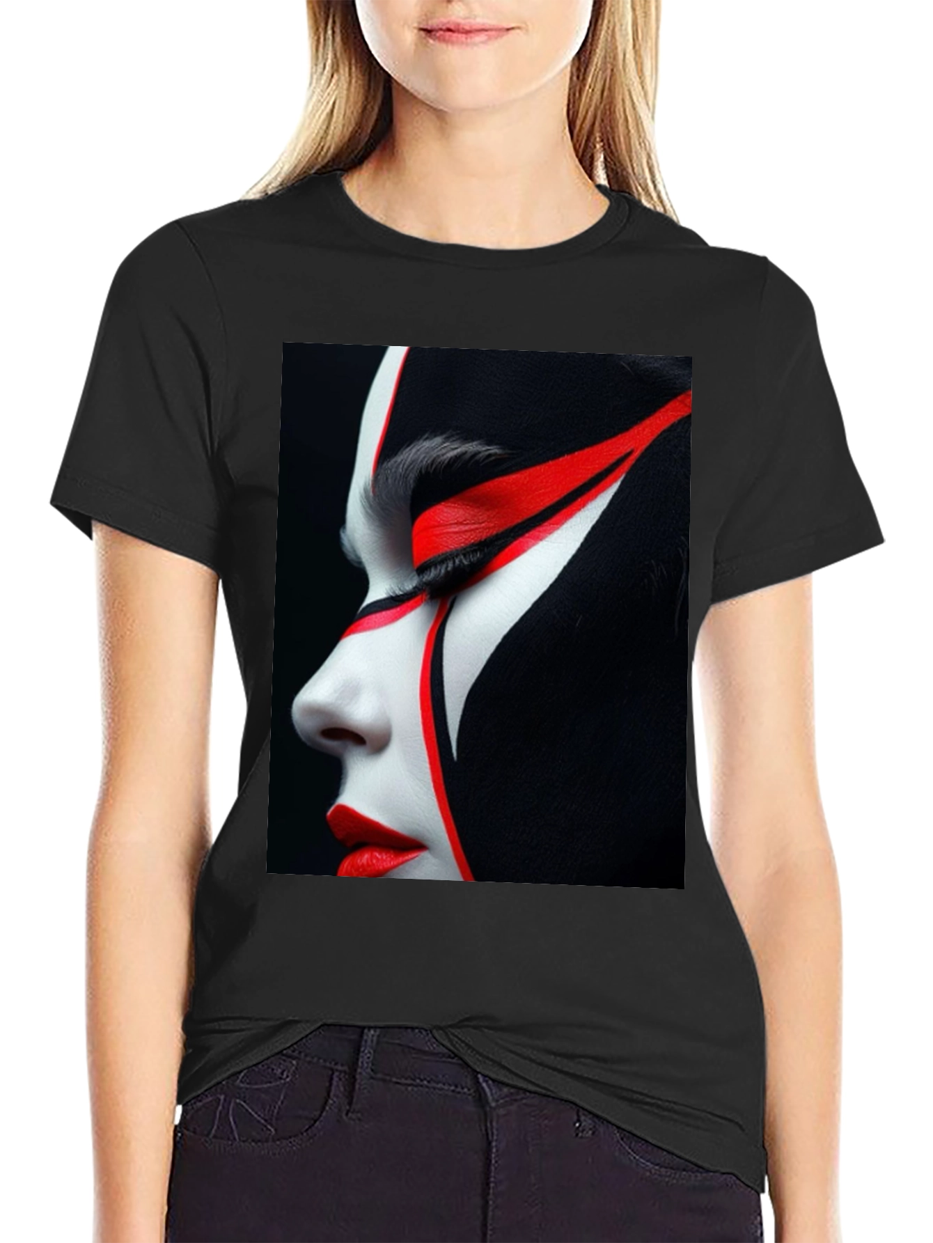 Graphic Print Tee - Red & White Face Art