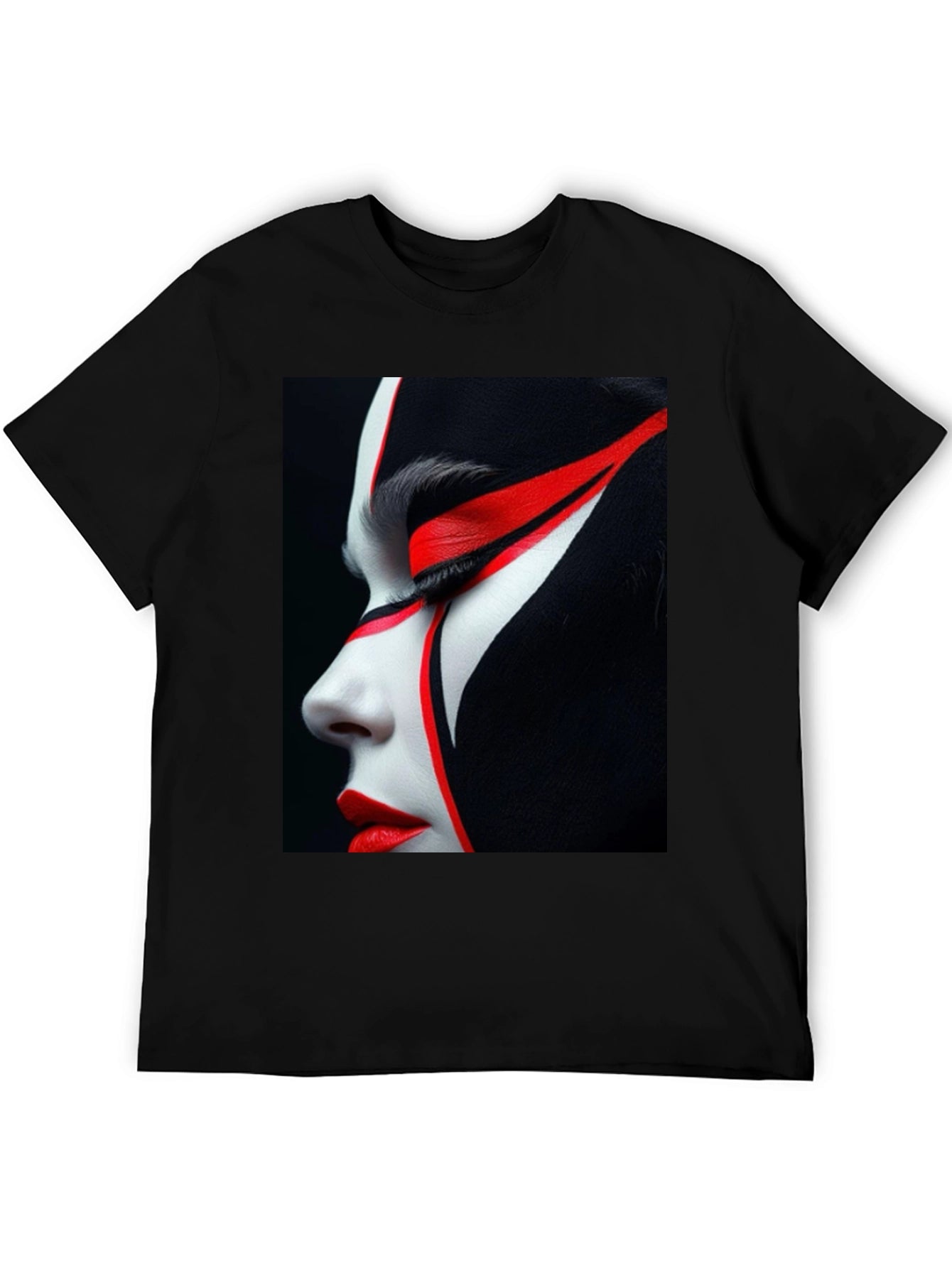Graphic Print Tee - Red & White Face Art