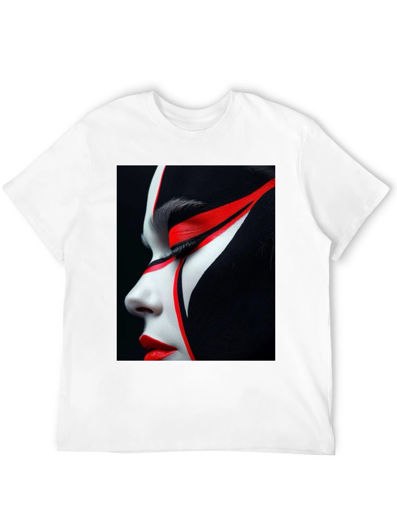 Graphic Print Tee - Red & White Face Art