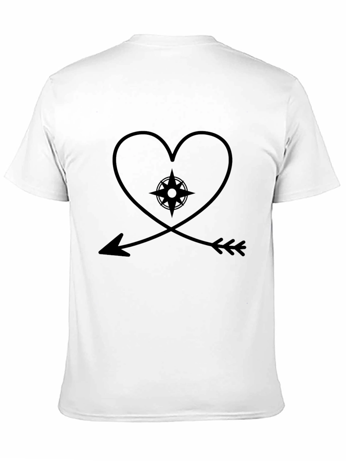 Heart Compass Arrow Black Graphic Tee