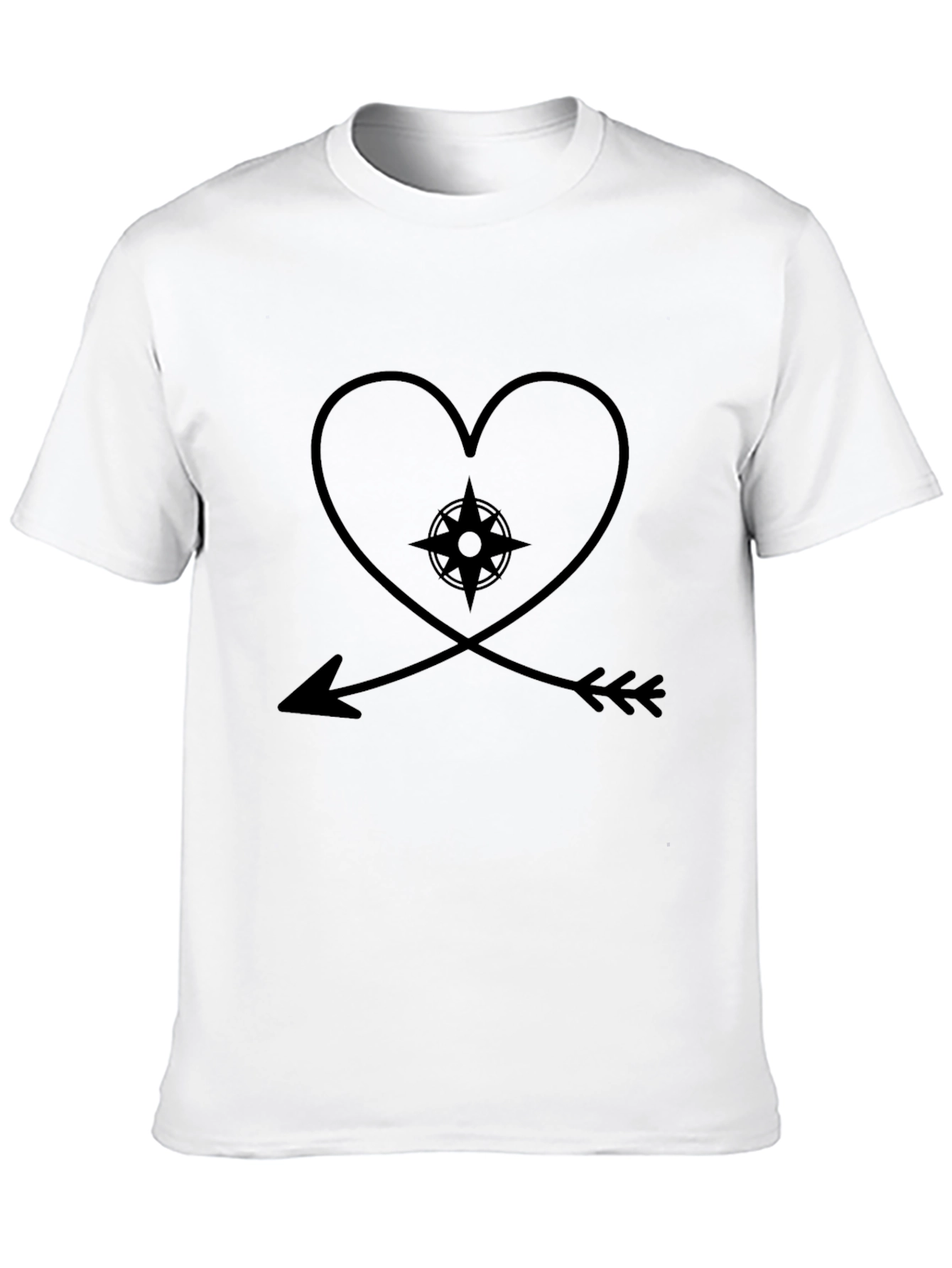 Heart Compass Arrow Black Graphic Tee