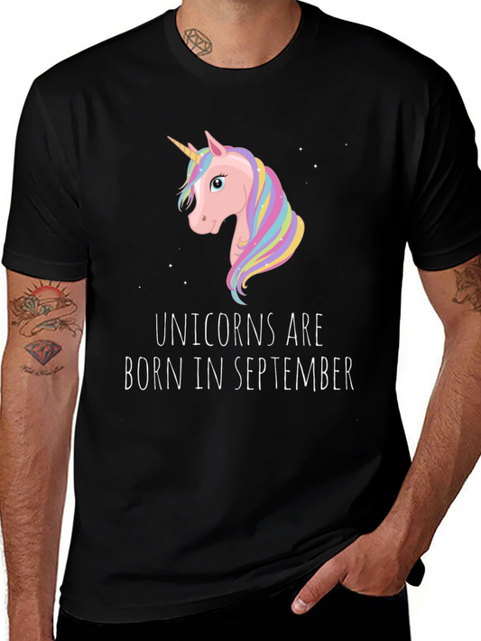 Unicorns Are Born In September Black T-Shirt