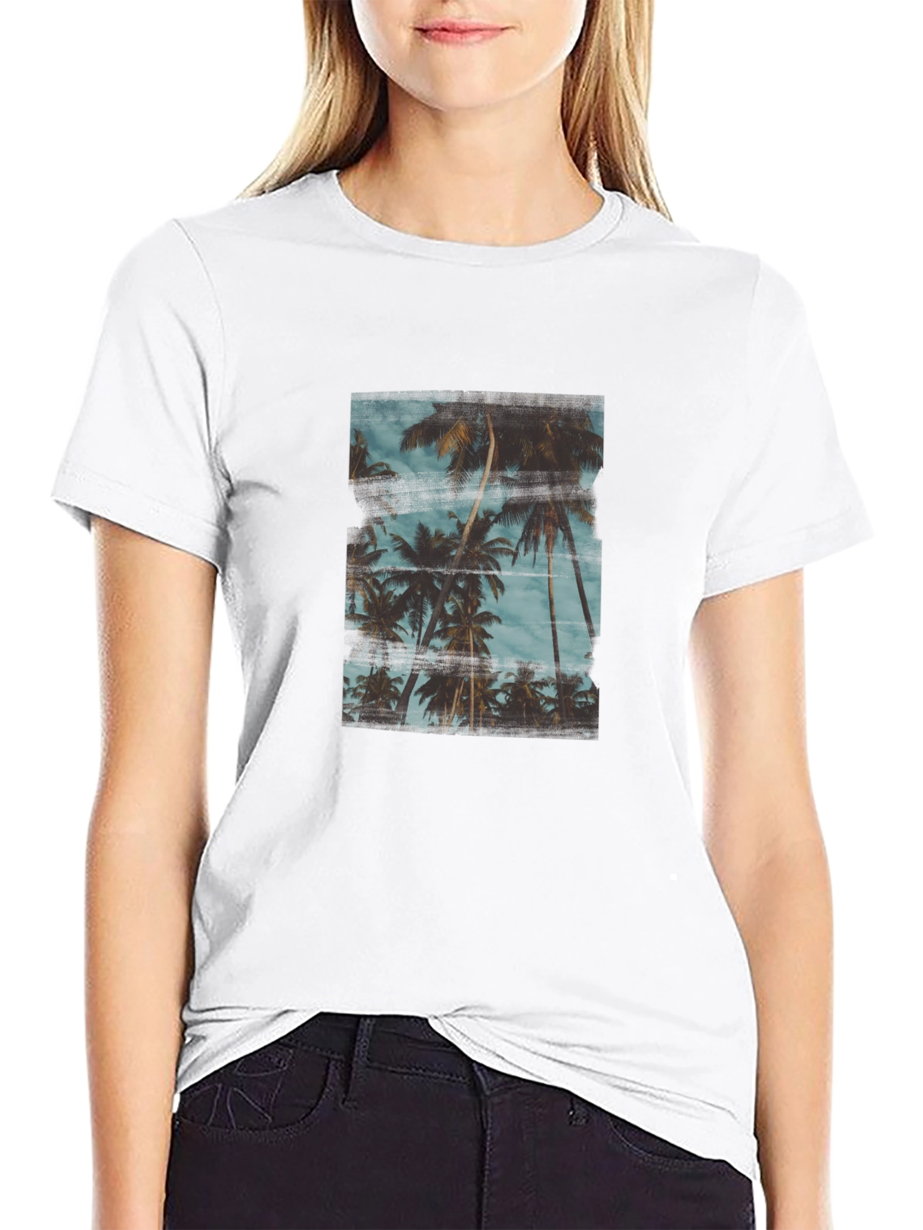 Tropical Palm Tree Graphic Black T-Shirt