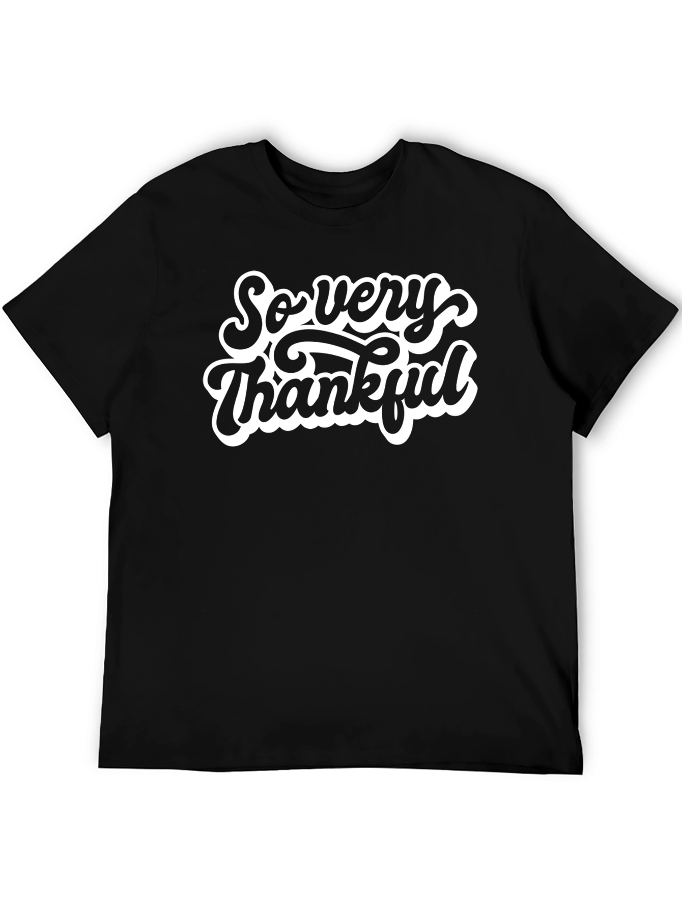 So Very Thankful Black Graphic T-Shirt