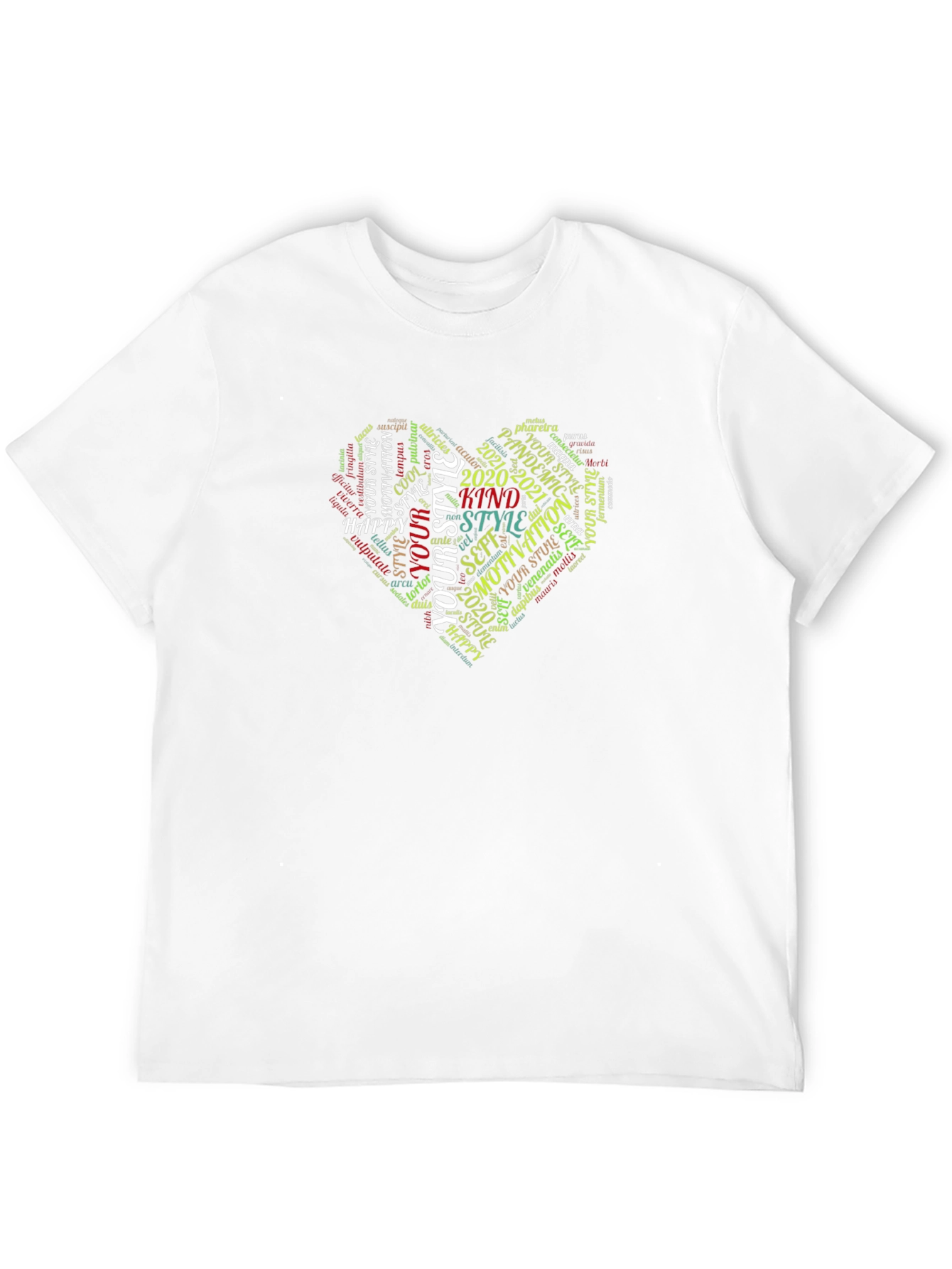 Trendy Word Art Heart Graphic Tee - Black