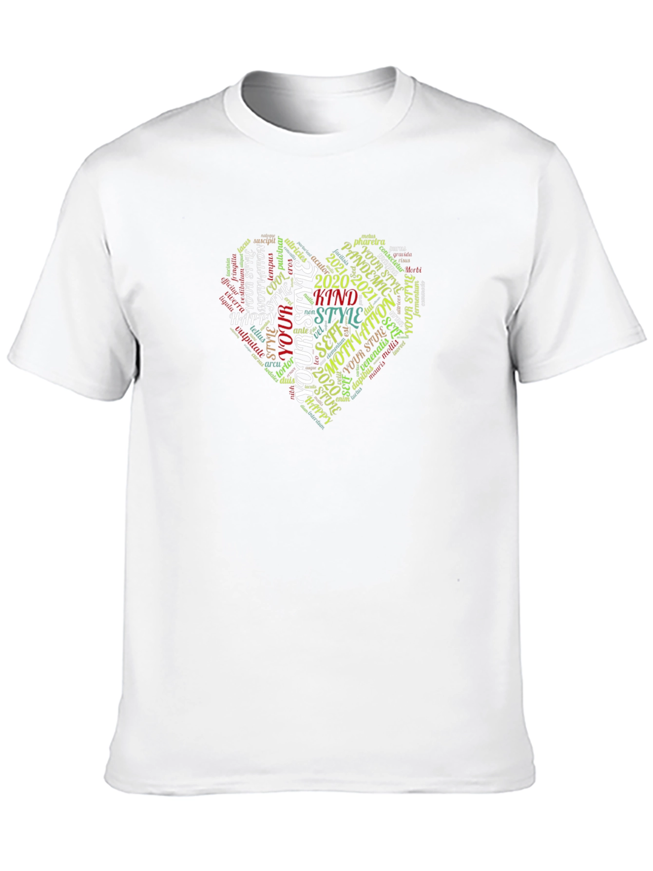 Trendy Word Art Heart Graphic Tee - Black
