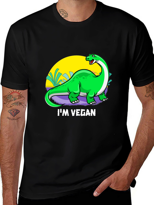 Vegan Dinosaur Graphic T-Shirt - Unisex Crew Neck