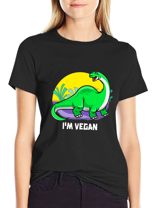 Vegan Dinosaur Graphic T-Shirt - Unisex Crew Neck