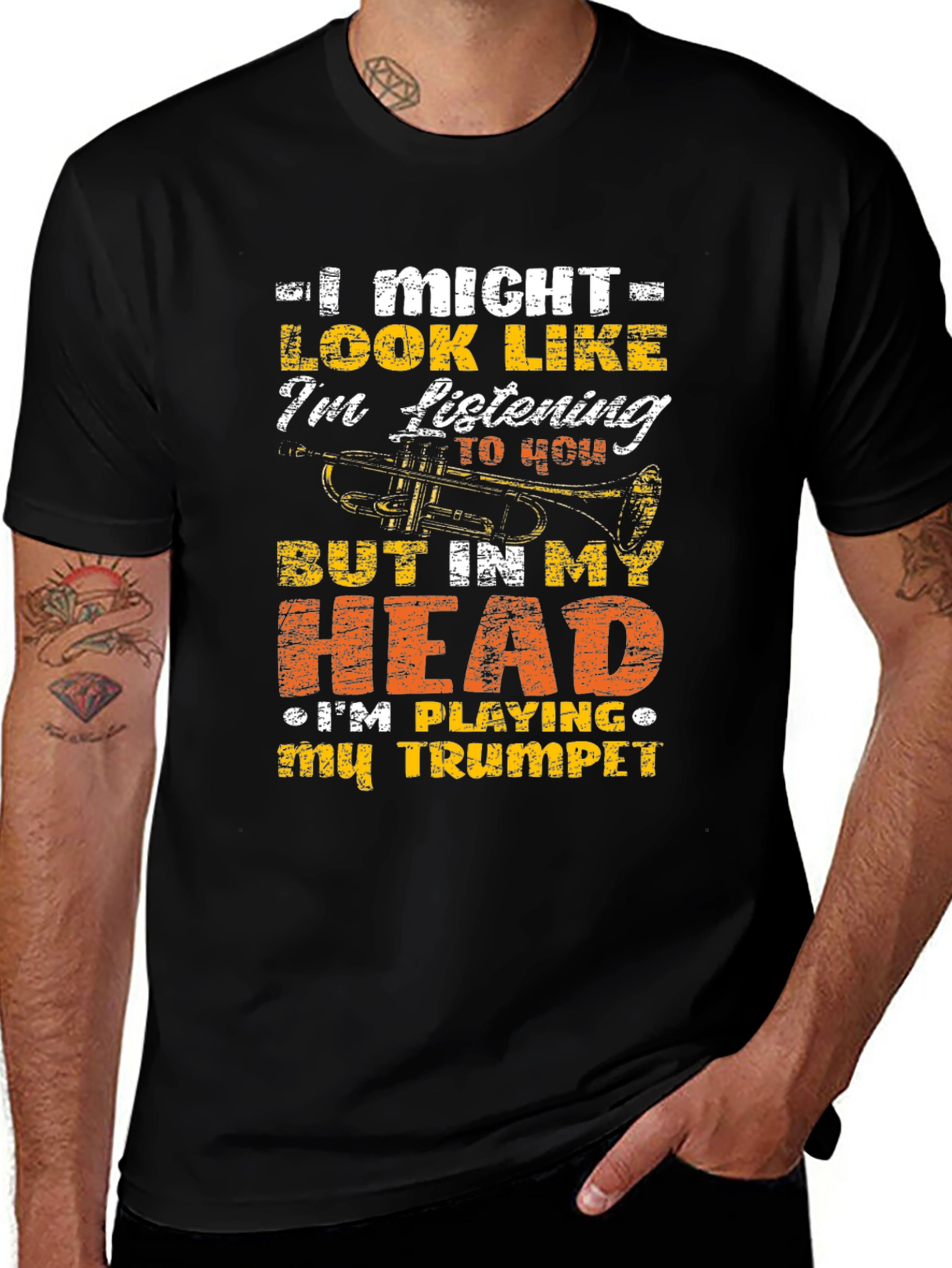 Trumpet Player Graphic Tee - Musical Humor T-Shirt