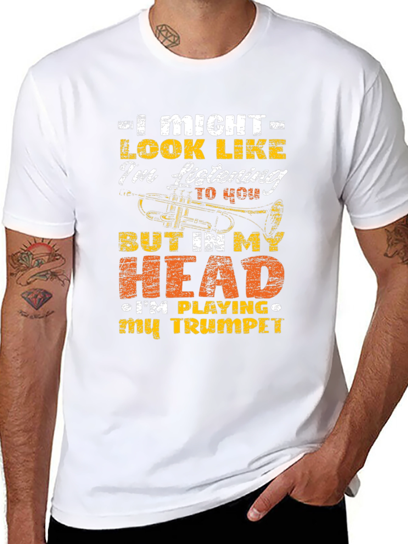 Trumpet Player Graphic Tee - Musical Humor T-Shirt