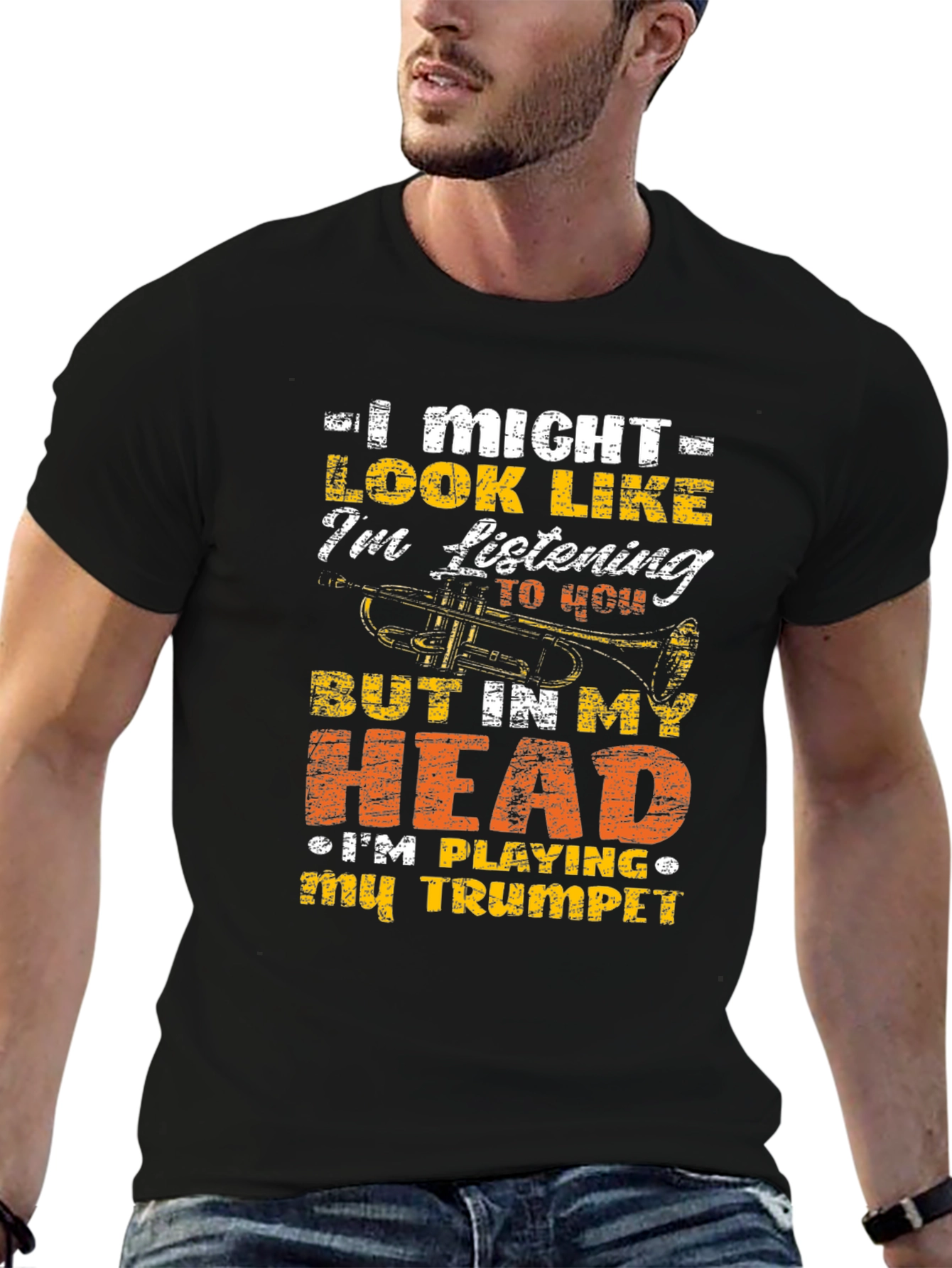 Trumpet Player Graphic Tee - Musical Humor T-Shirt