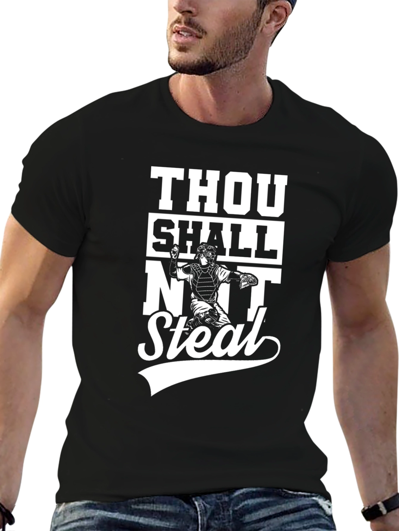 Thou Shalt Not Steal Funny Baseball Catcher T-Shirt