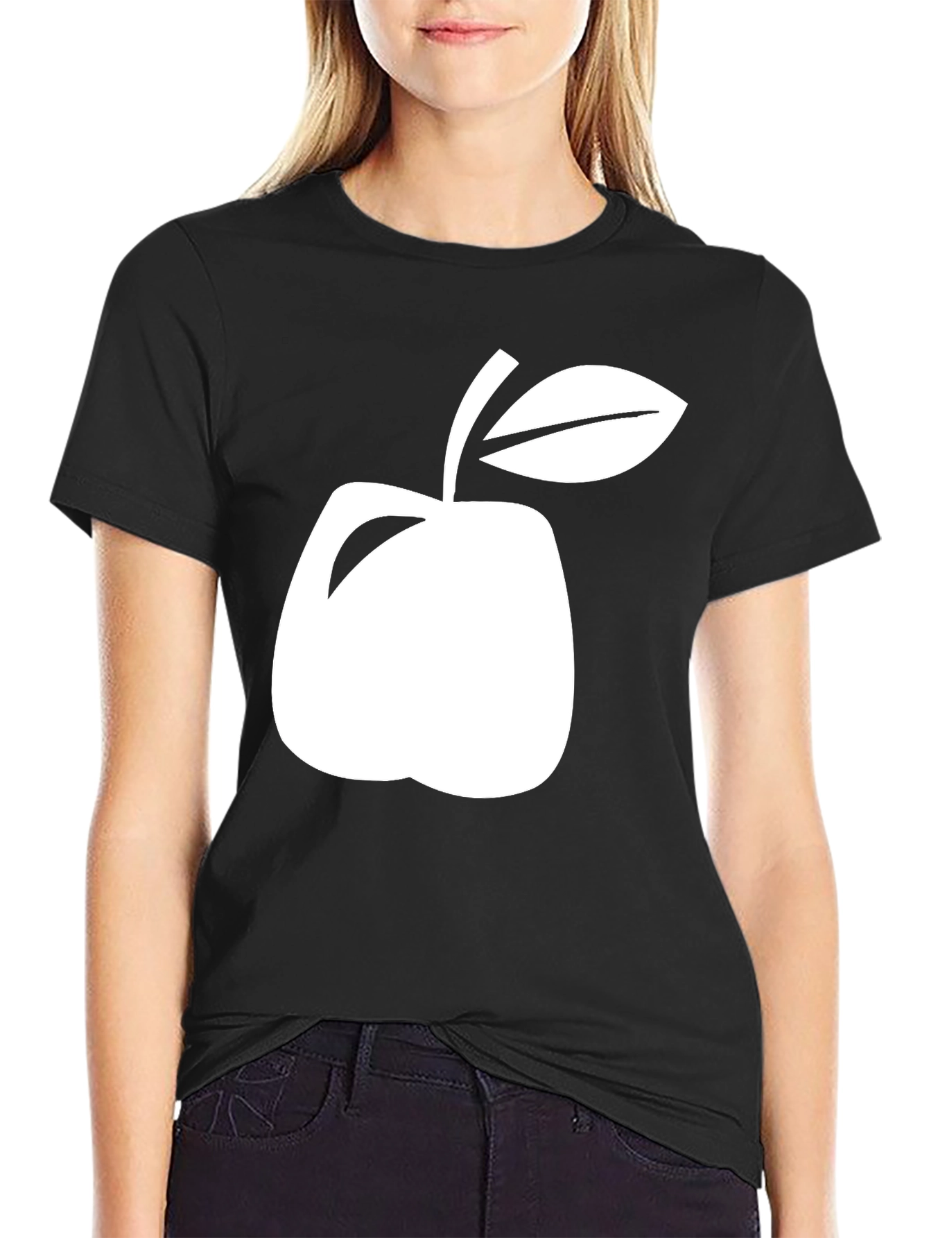 Minimalist Apple Graphic Black T-Shirt