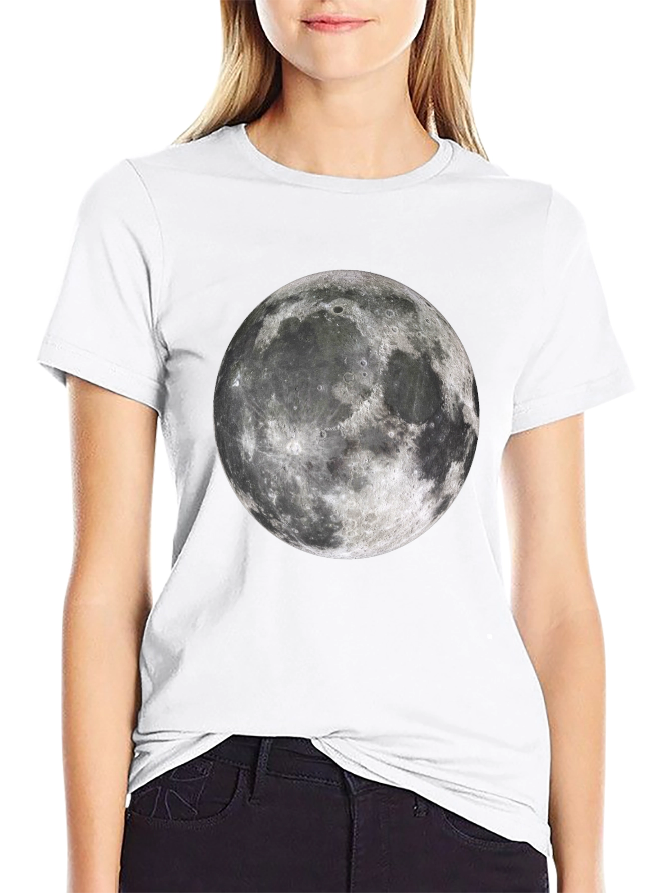 Moon Graphic T-Shirt - Black Cotton Lunar Tee