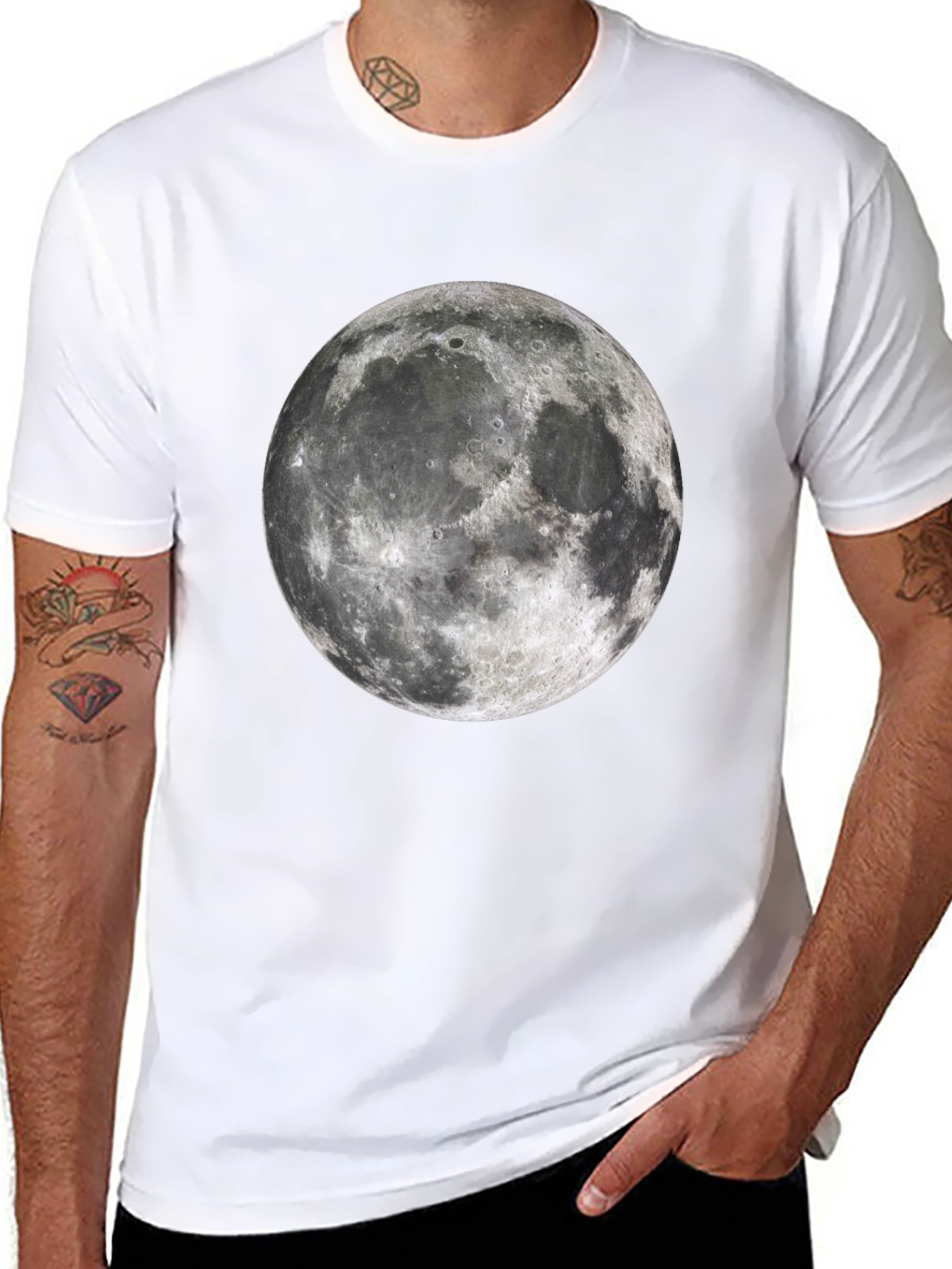 Moon Graphic T-Shirt - Black Cotton Lunar Tee